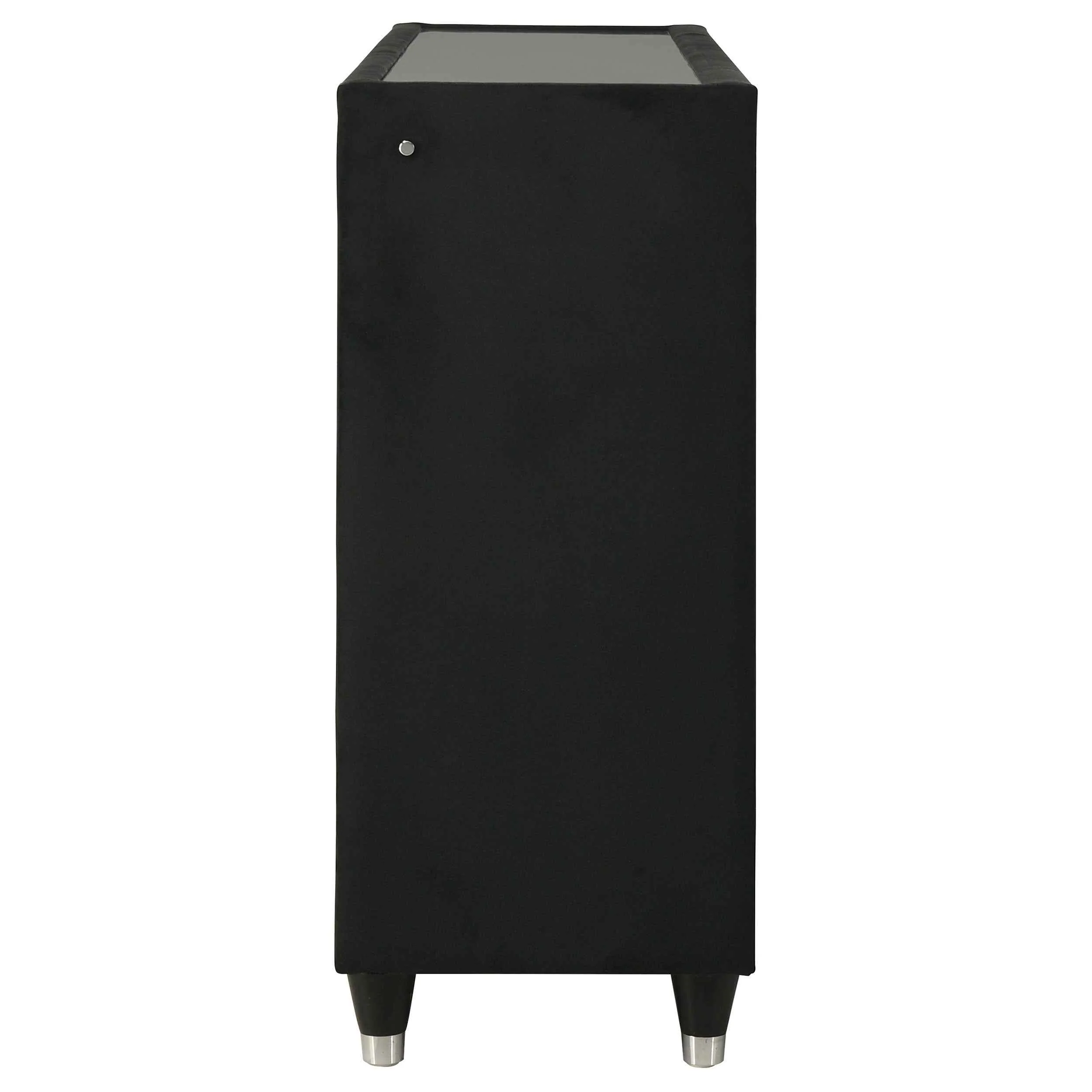 Ravenne Black 8-drawer Velvet Upholstered LED Dresser Cabinet - Image 5