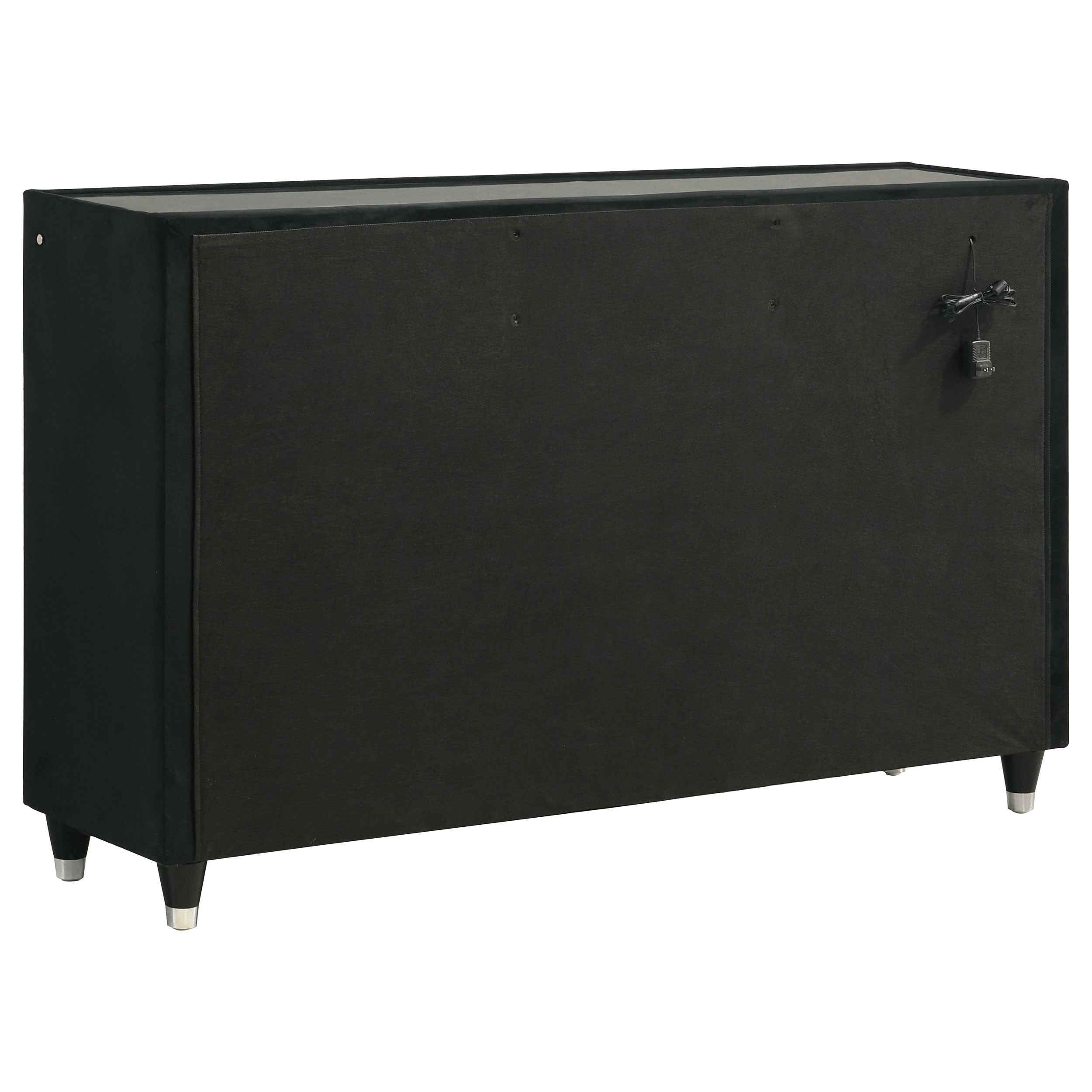 Ravenne Black 8-drawer Velvet Upholstered LED Dresser Cabinet - Image 6