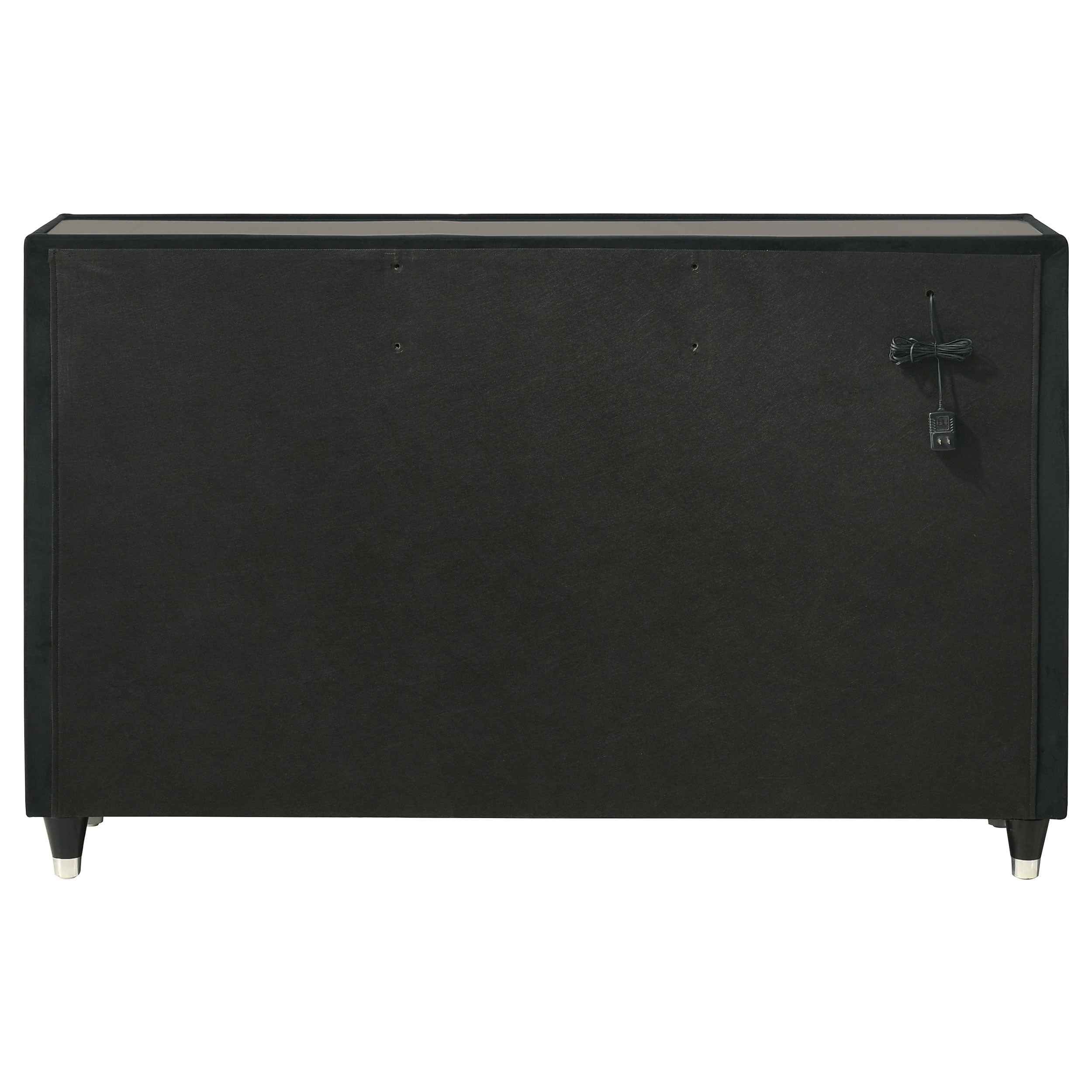 Ravenne Black 8-drawer Velvet Upholstered LED Dresser Cabinet - Image 7