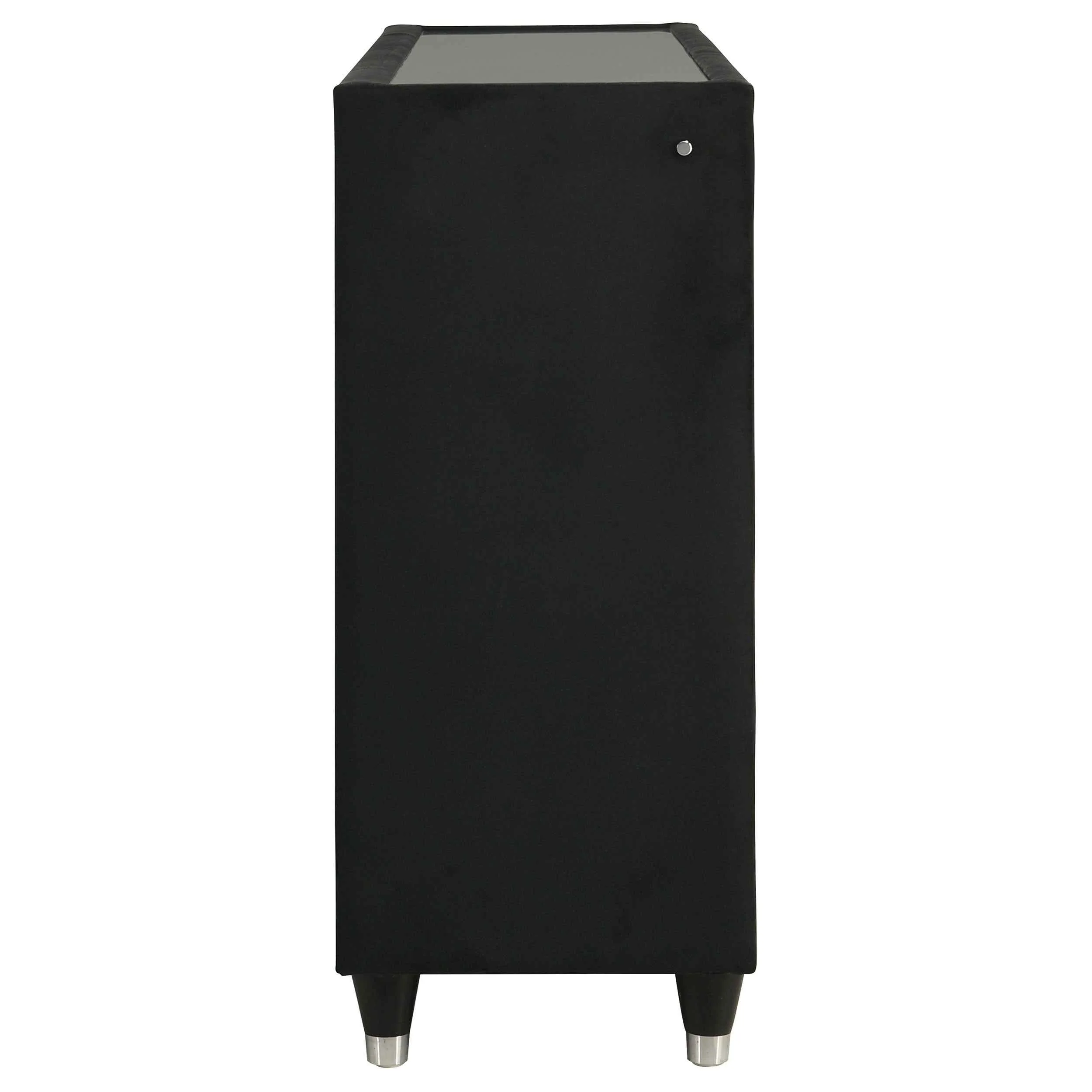Ravenne Black 8-drawer Velvet Upholstered LED Dresser Cabinet - Image 9