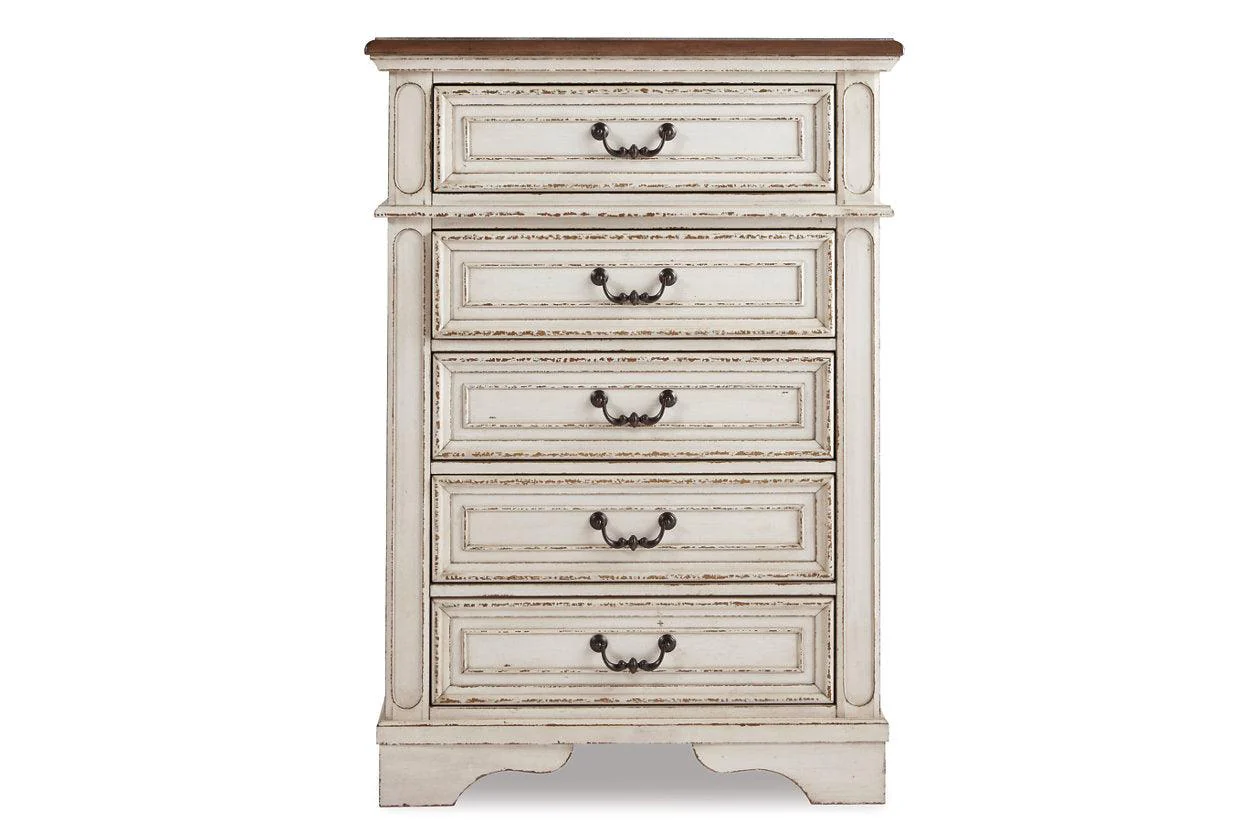 Realyn Chipped White Chest of Drawers - Image 2