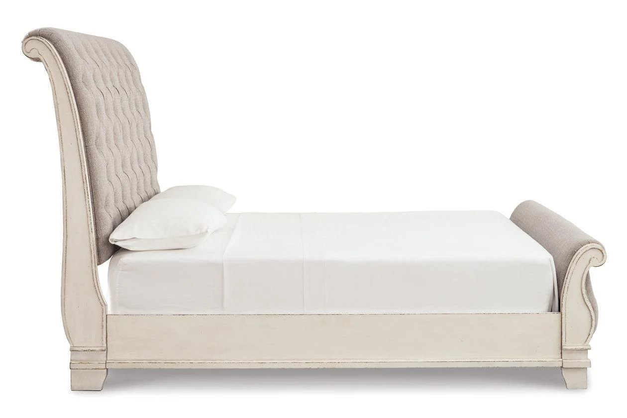 Realyn Chipped White King Sleigh Bed - Image 4
