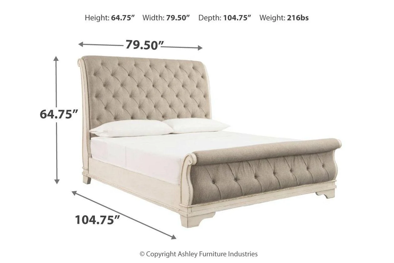 Realyn Chipped White Queen Sleigh Bed - Image 11