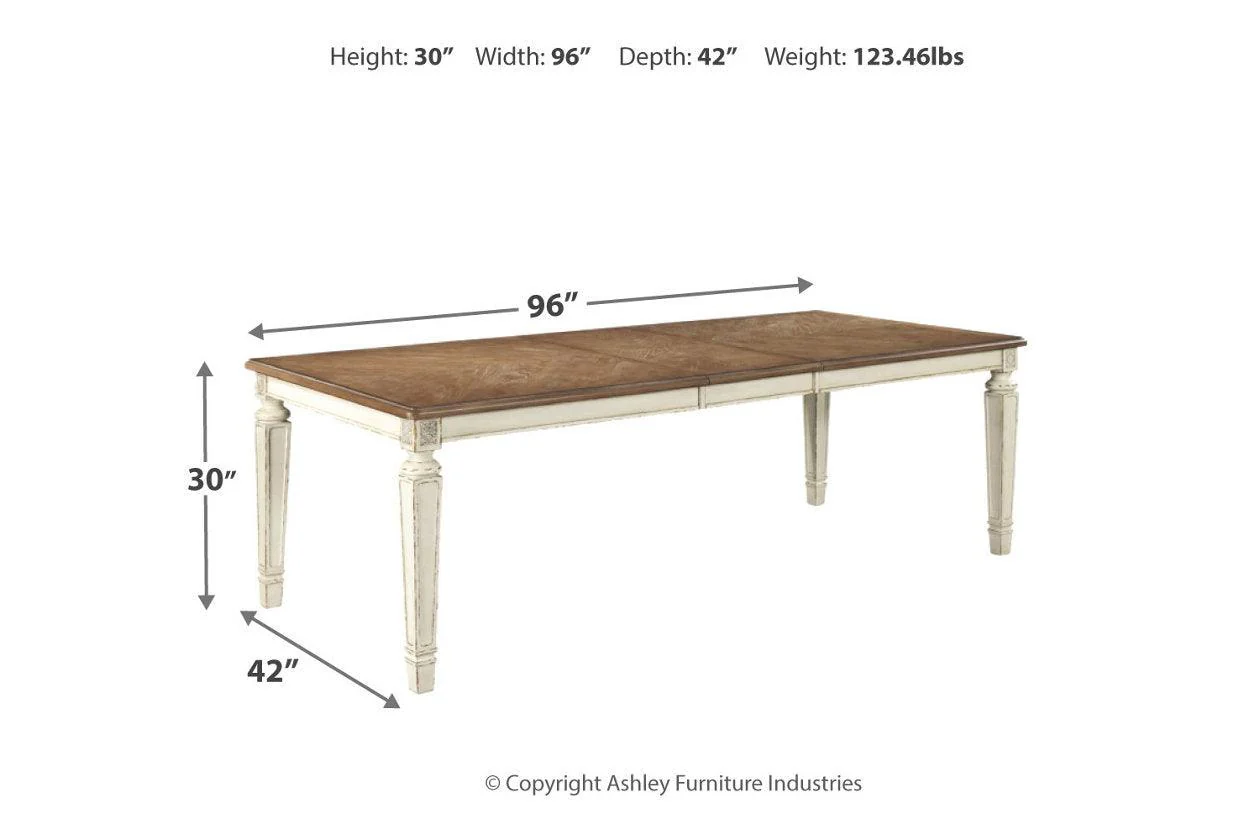 Realyn Chipped White Rectangular Dining Extension Table - Image 4