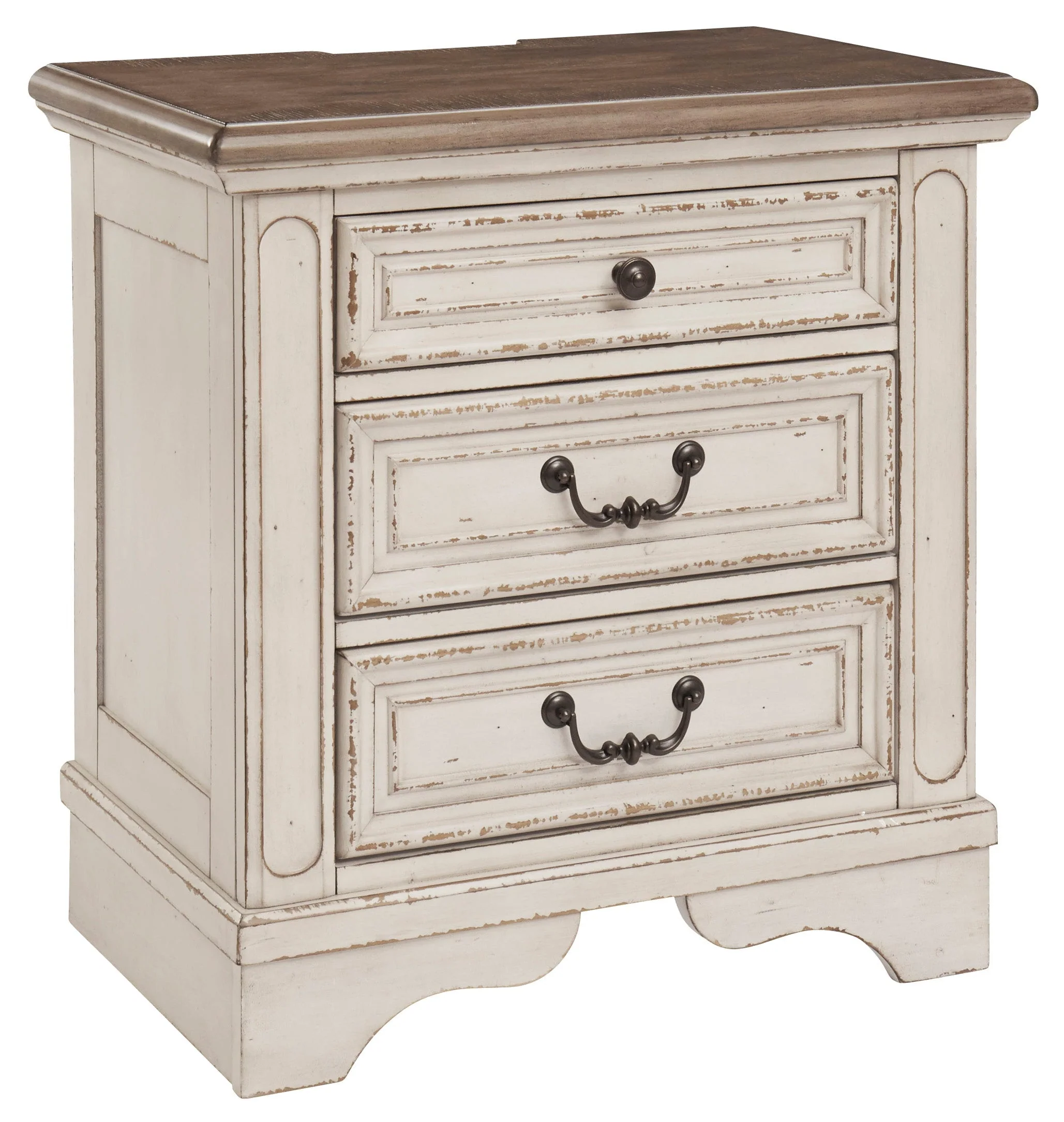 Realyn Chipped White Upholstered Storage Platform Bedroom Set with Footboard Bench - Image 12
