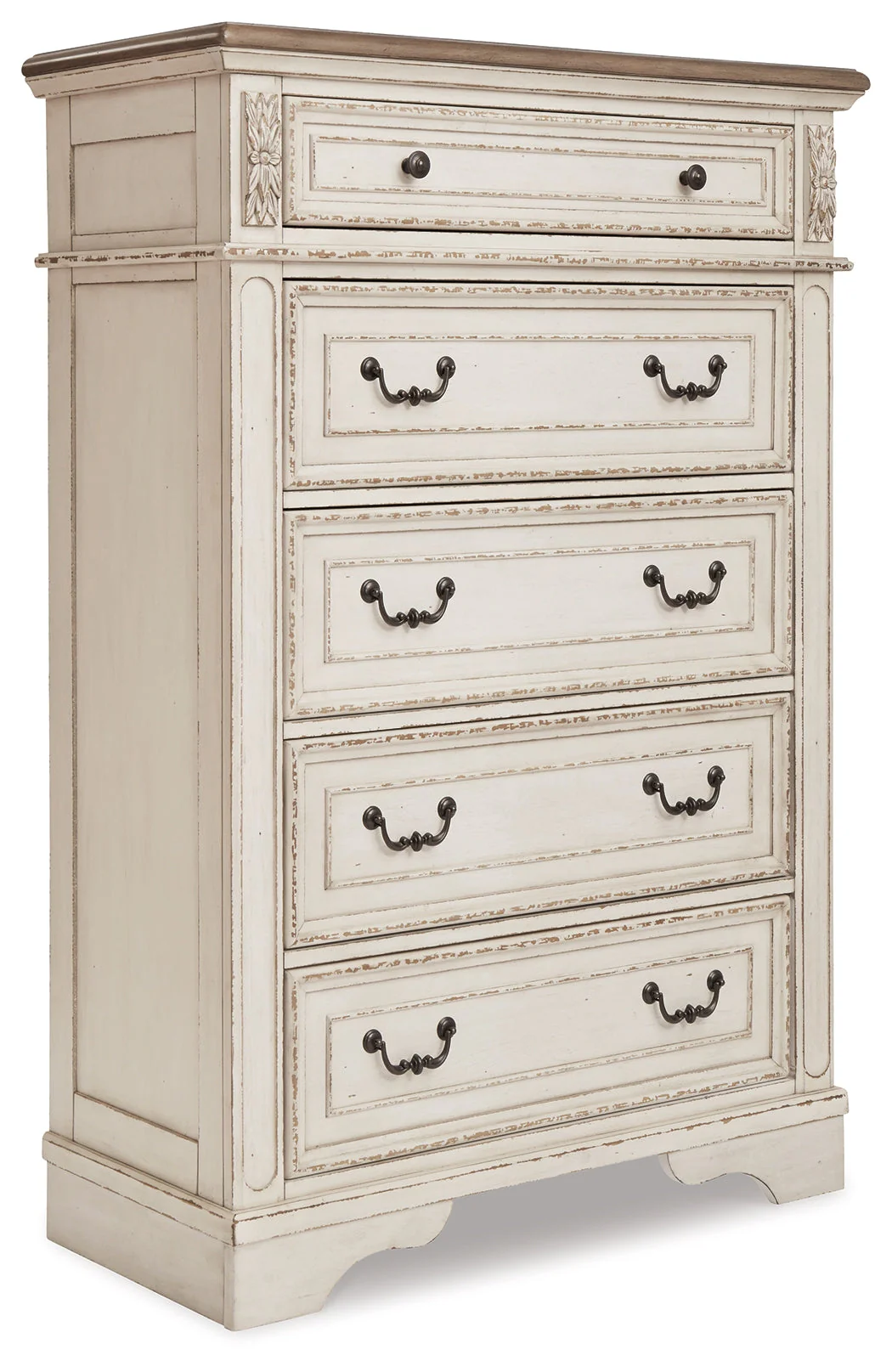 Realyn Chipped White Upholstered Storage Platform Bedroom Set with Footboard Bench - Image 38