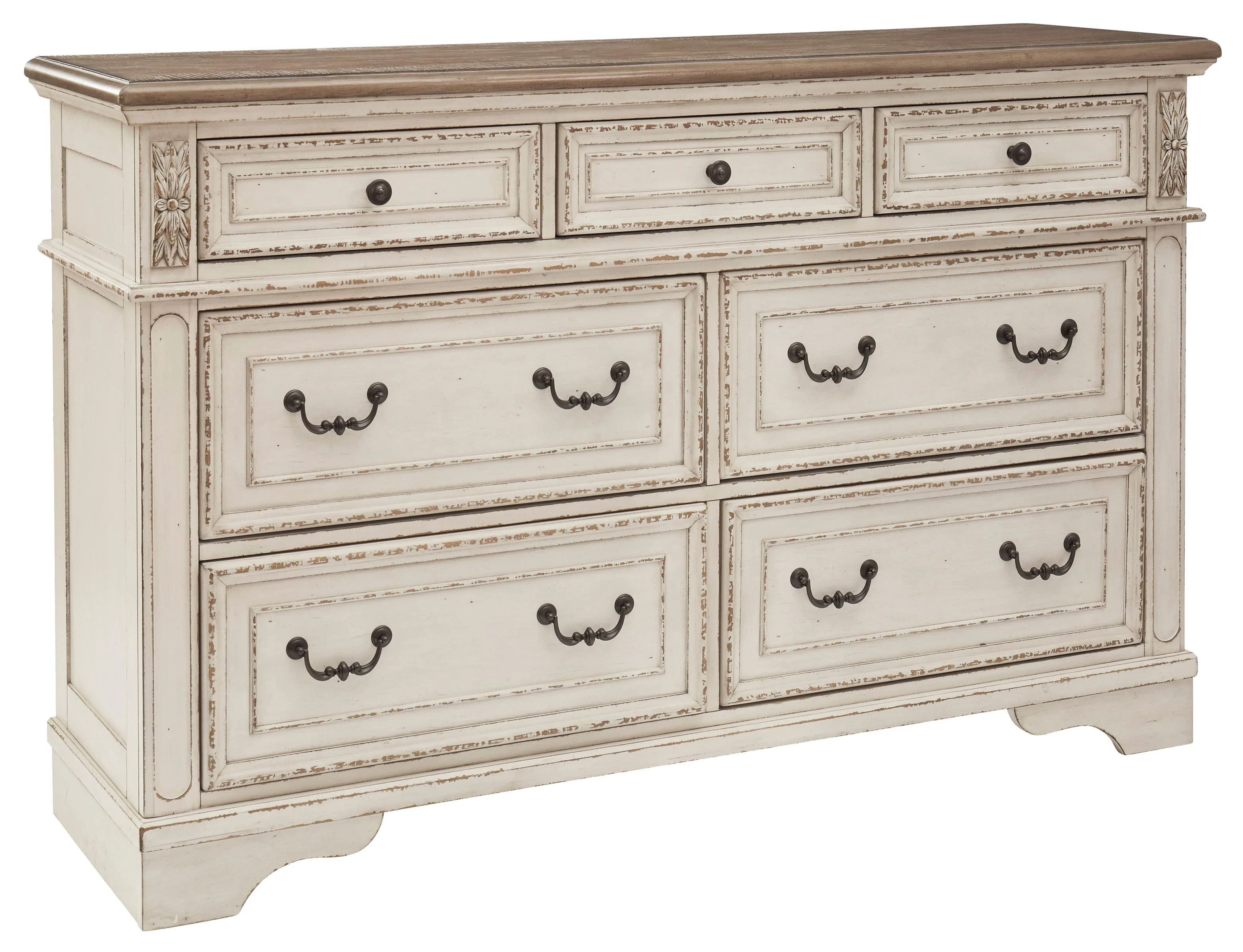 Realyn Chipped White Upholstered Storage Platform Bedroom Set with Footboard Bench - Image 8