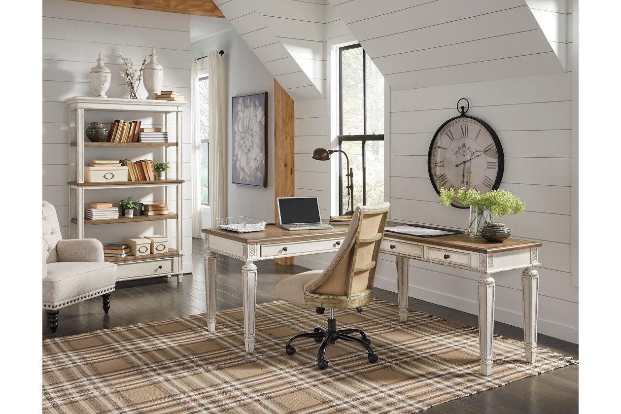 Realyn White/Brown 2-Piece Home Office Desk - Image 11
