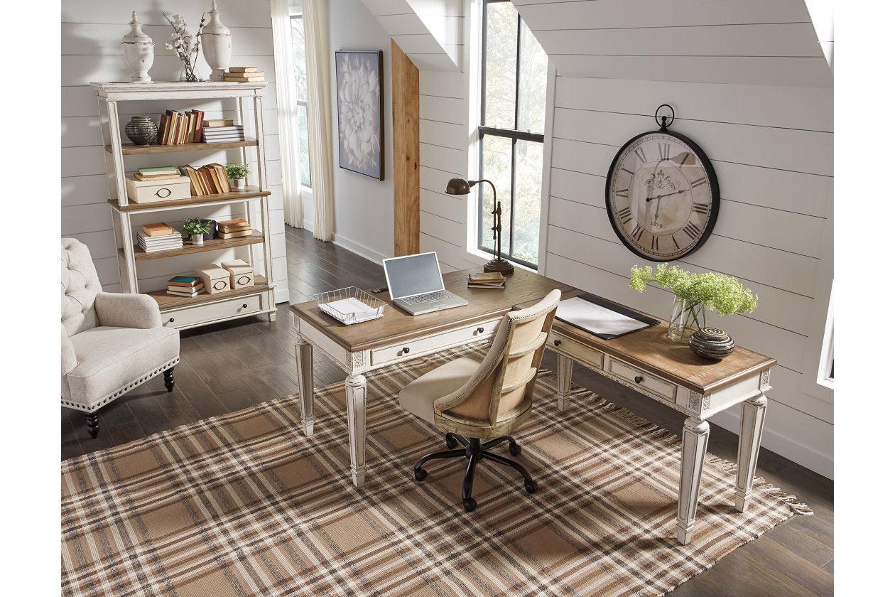 Realyn White/Brown 2-Piece Home Office Desk - Image 12