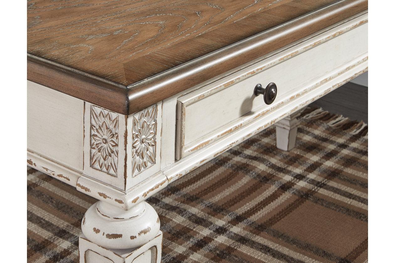 Realyn White/Brown 2-Piece Home Office Desk - Image 6
