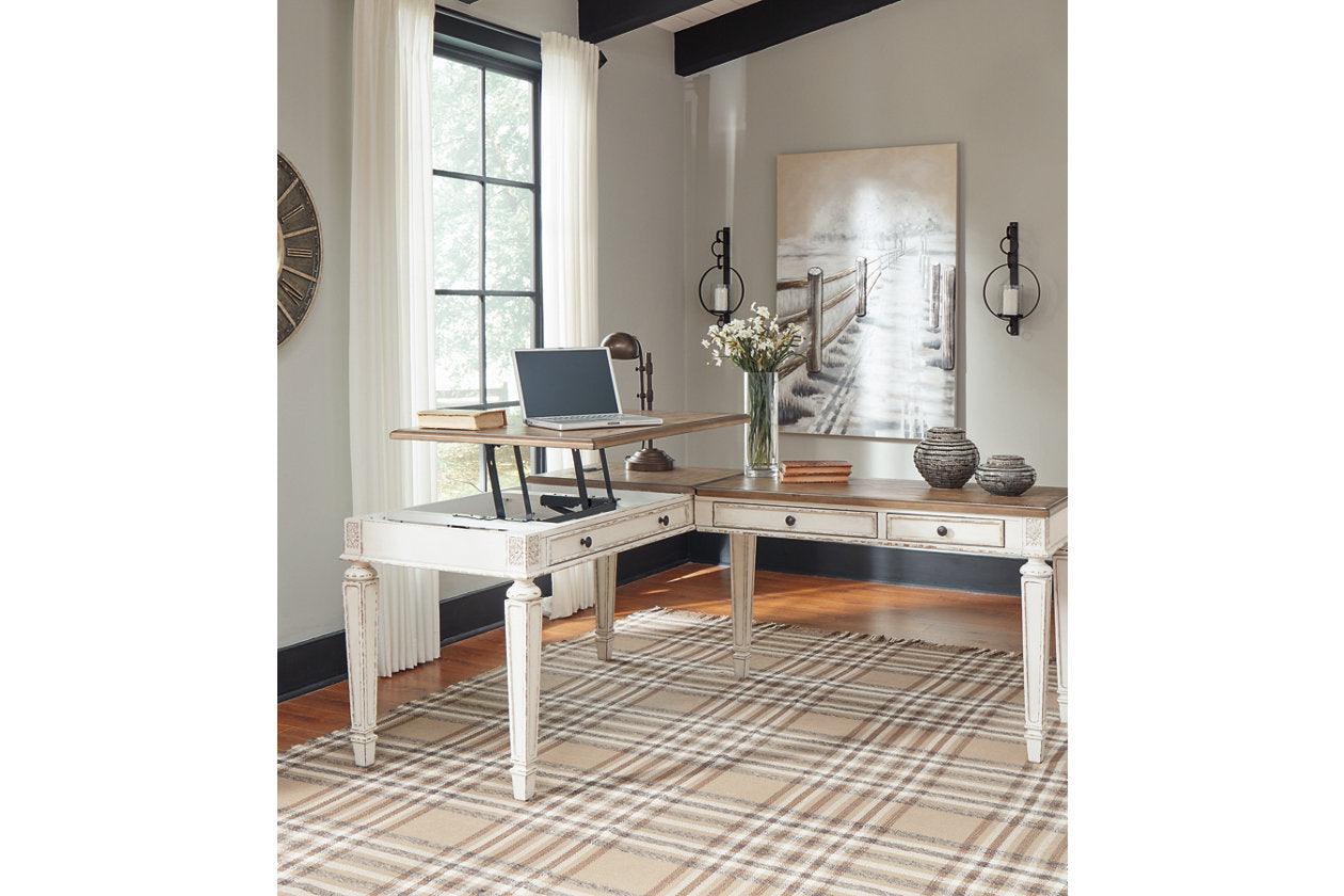 Realyn White/Brown 2-Piece Home Office Lift Top Desk - Image 7