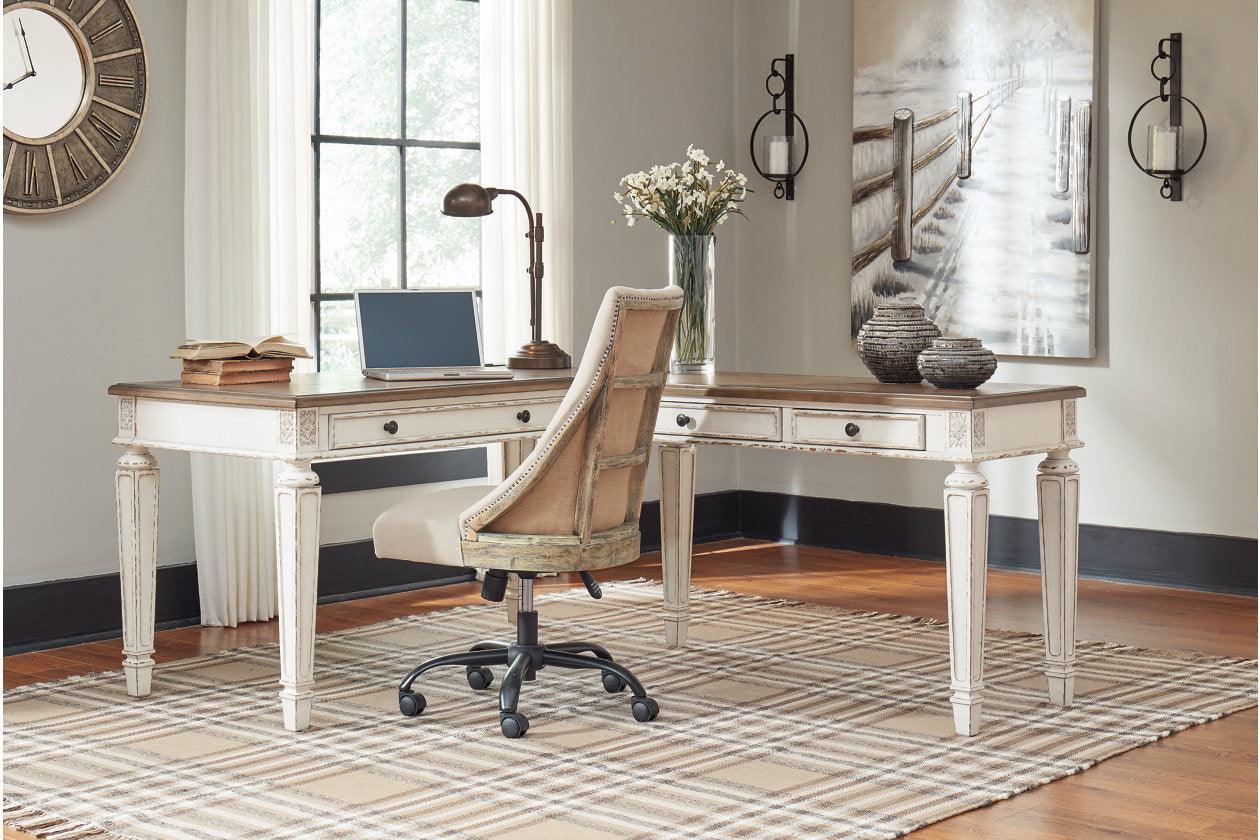 Realyn White/Brown 2-Piece Home Office Lift Top Desk - Image 8