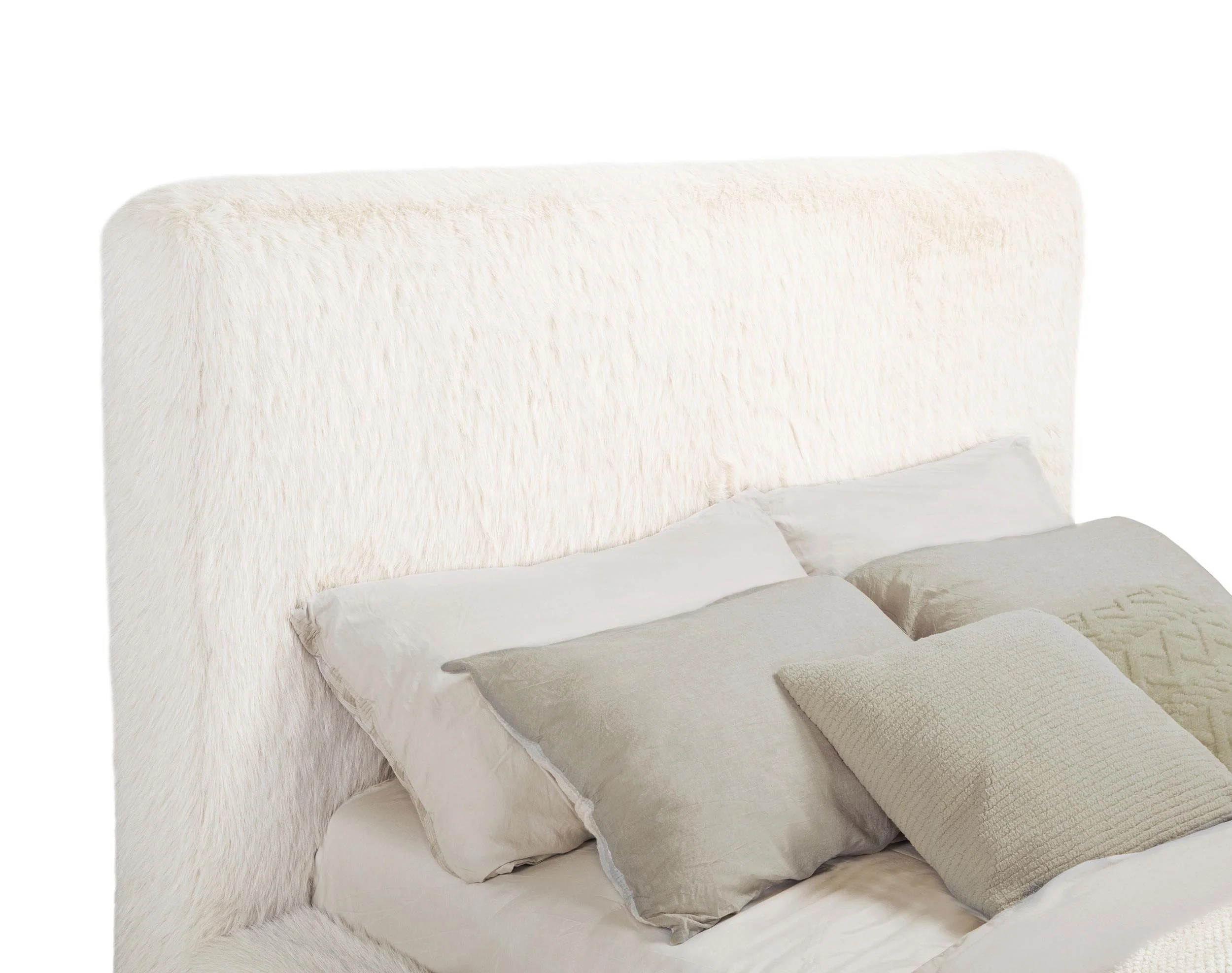 Rebecca Faux Fur Upholstered California King Bed Cream - Image 7