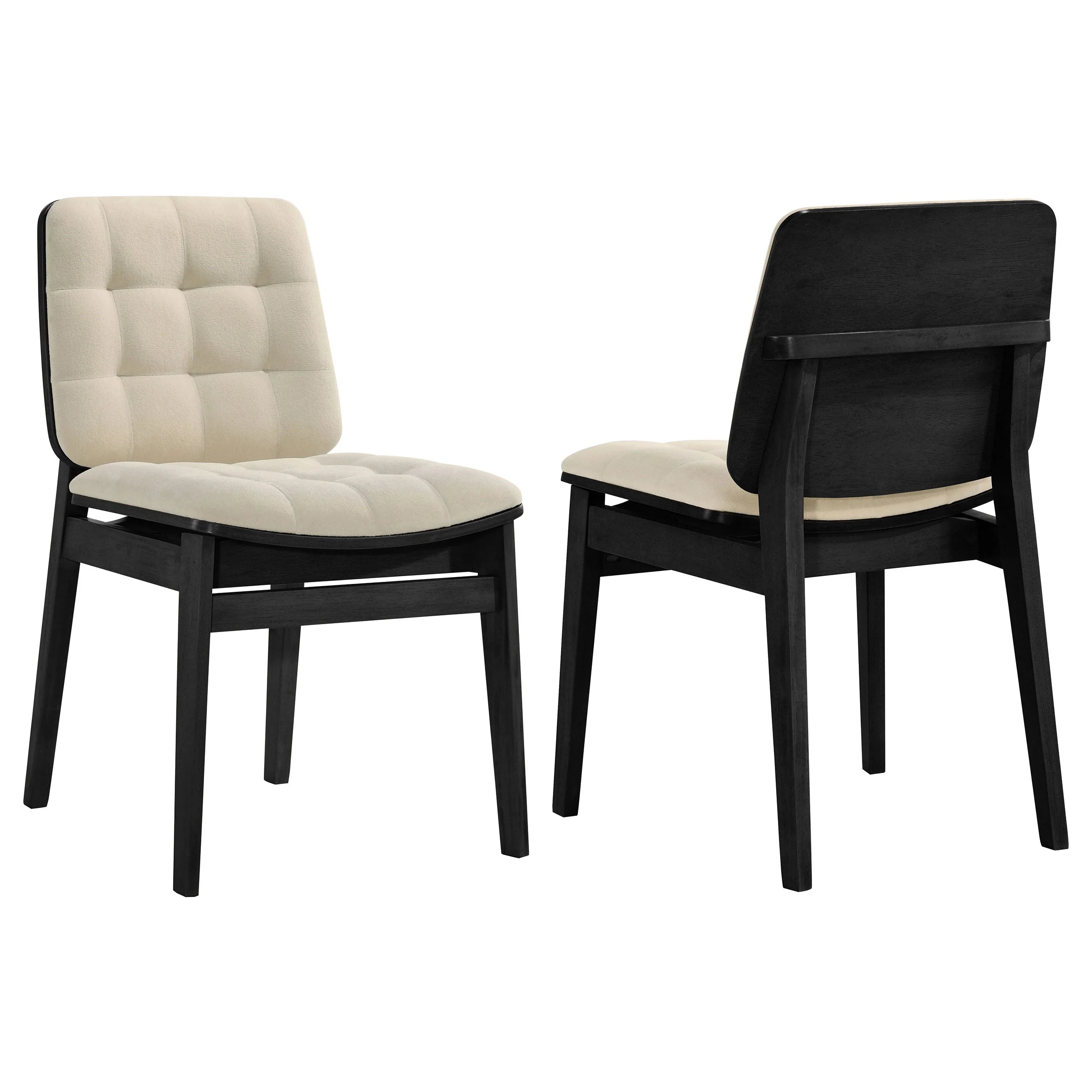 Redbridge Cream/Black Velvet Upholstered Side Chair (Set of 2)