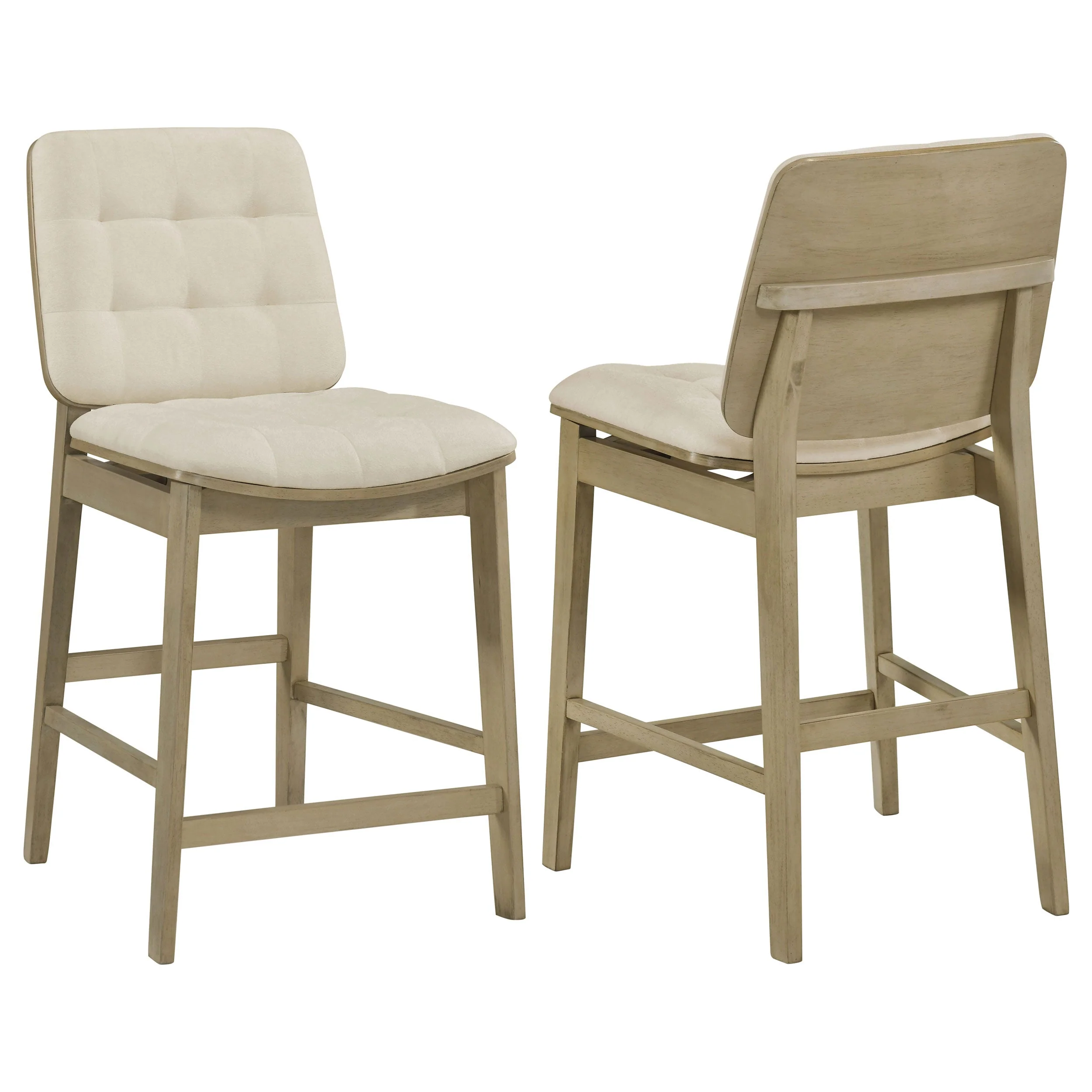 Redbridge Cream/Natural Oak Velvet Upholstered Counter Chair (Set of 2)