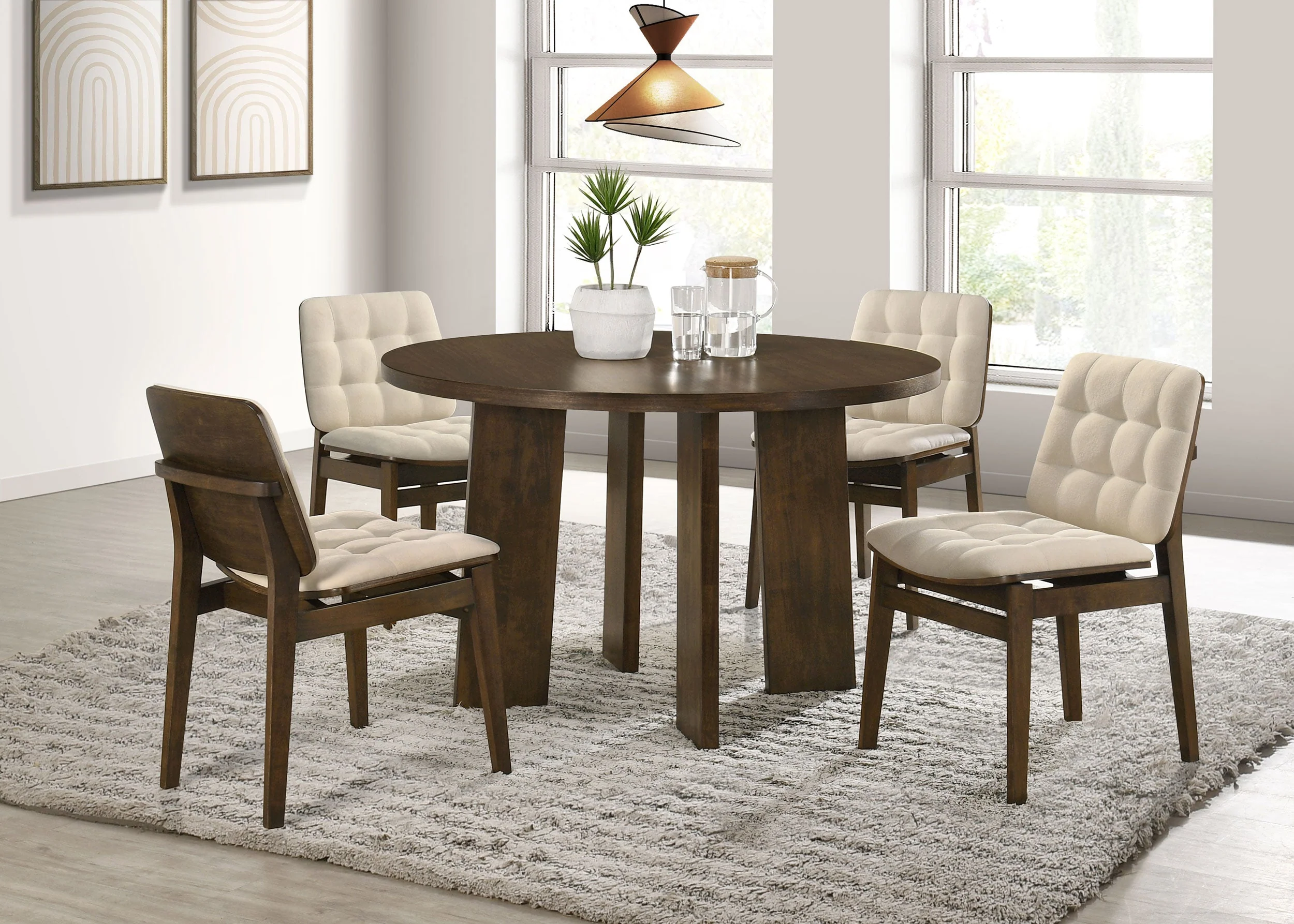 Redbridge Cream/Walnut Velvet Upholstered Side Chair (Set of 2) - Image 13