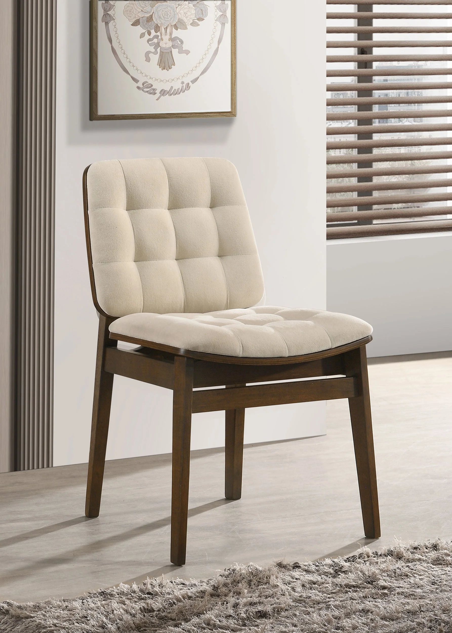 Redbridge Cream/Walnut Velvet Upholstered Side Chair (Set of 2) - Image 2