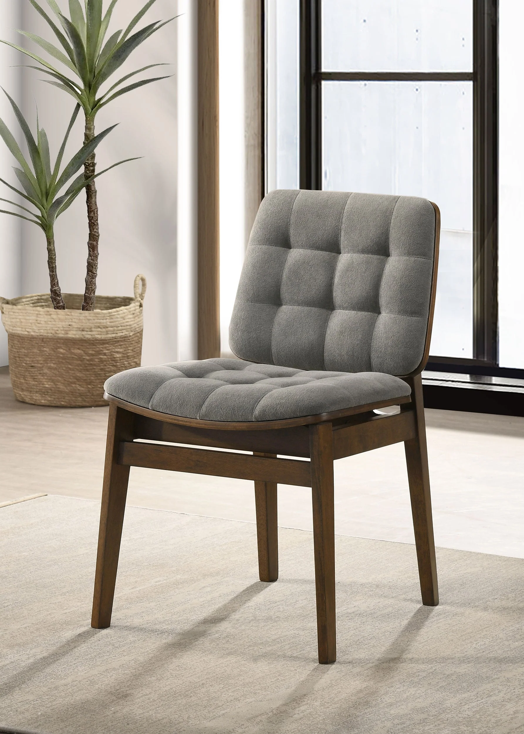Redbridge Grey/Walnut Velvet Upholstered Side Chair (Set of 2) - Image 2