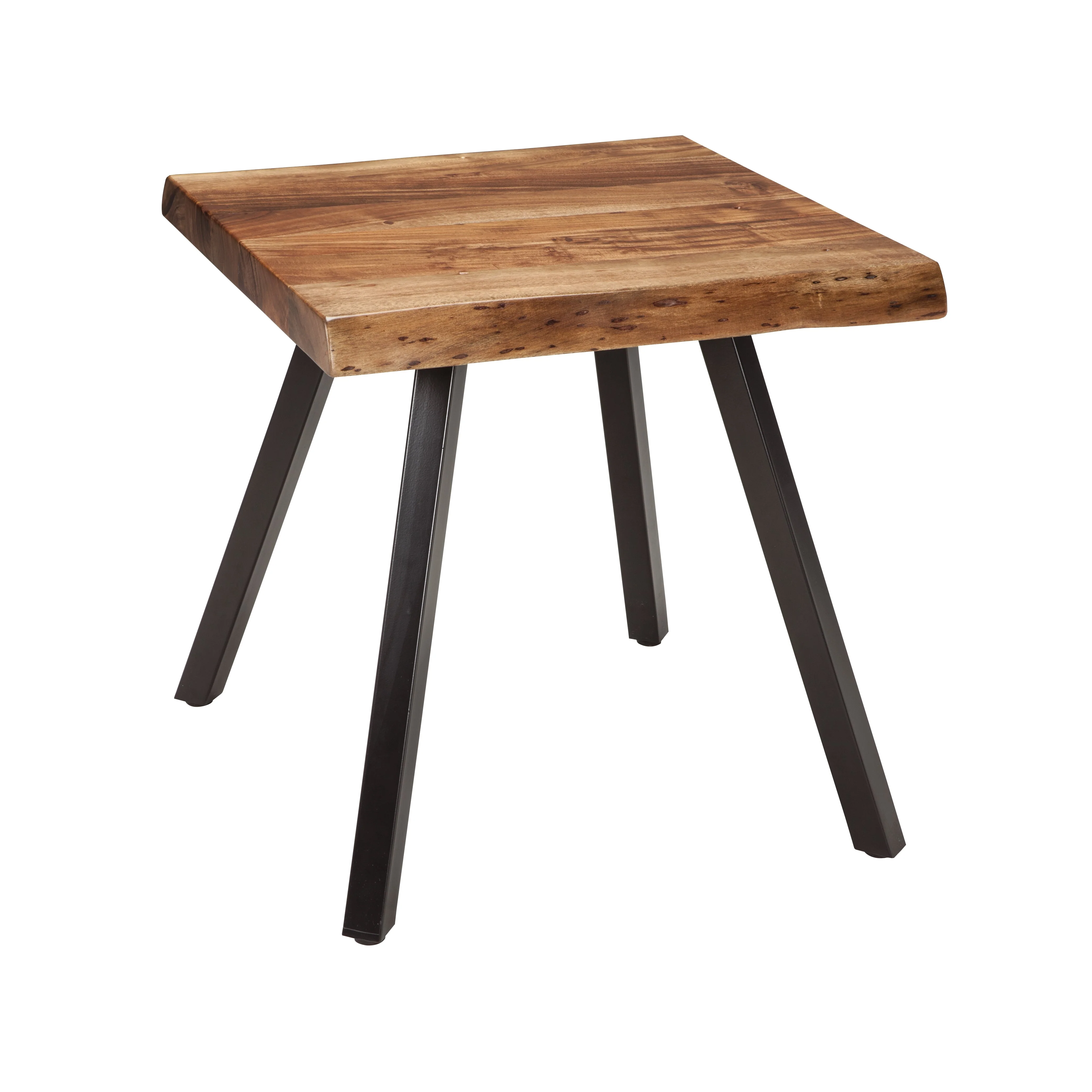 Reese Live Edge Solid Wood Metal Leg End Table in Natural Acacia - Image 2