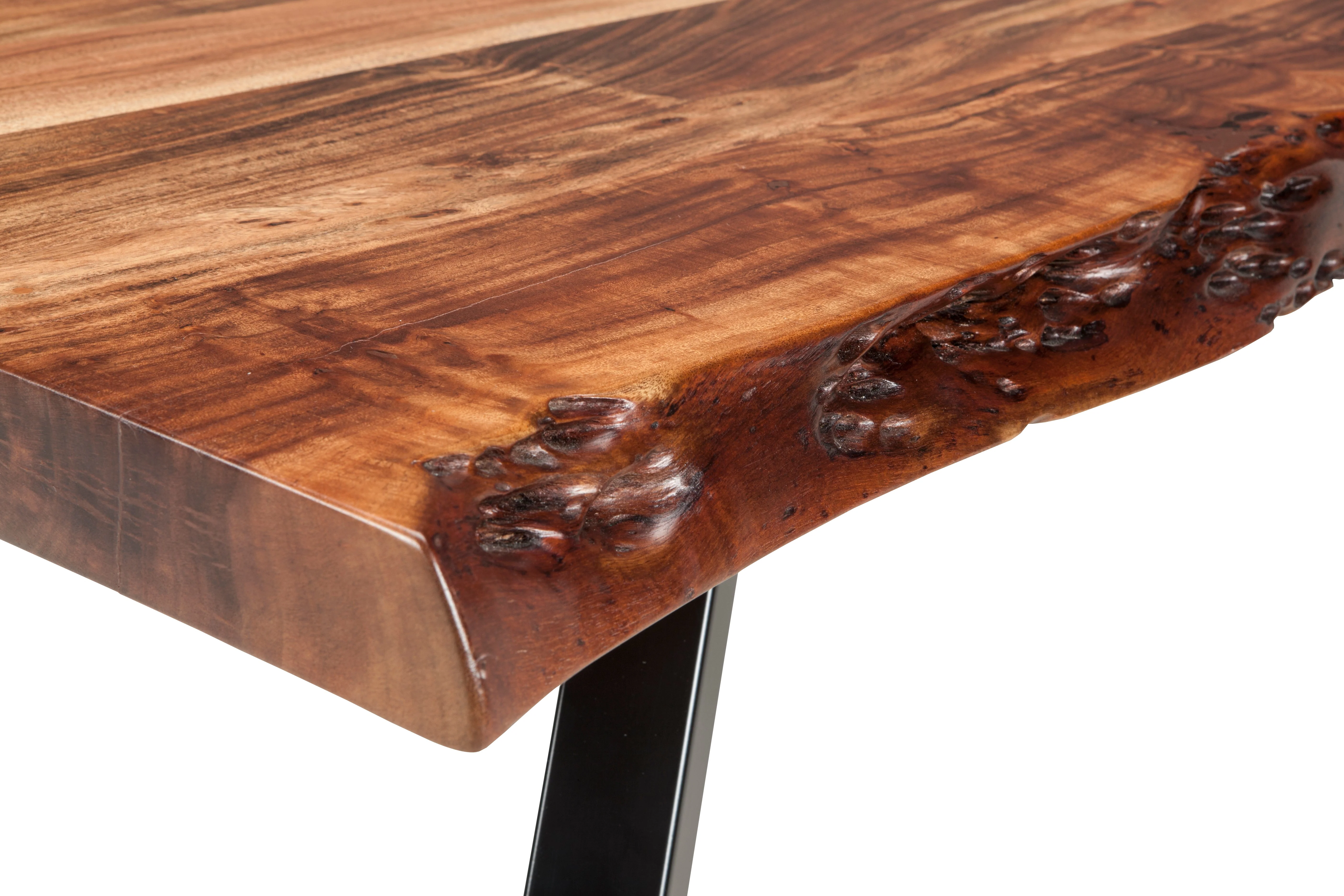 Reese Live Edge Solid Wood Metal Leg End Table in Natural Acacia - Image 4