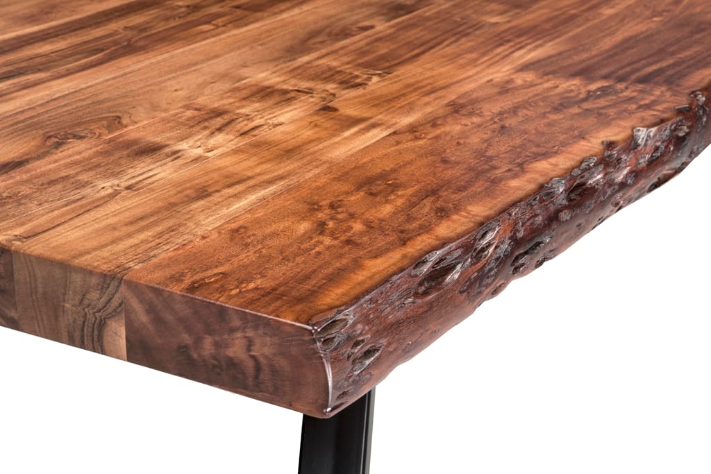 Reese Natural Acacia Live Edge Solid Wood Metal Leg Dining Bench - Image 4