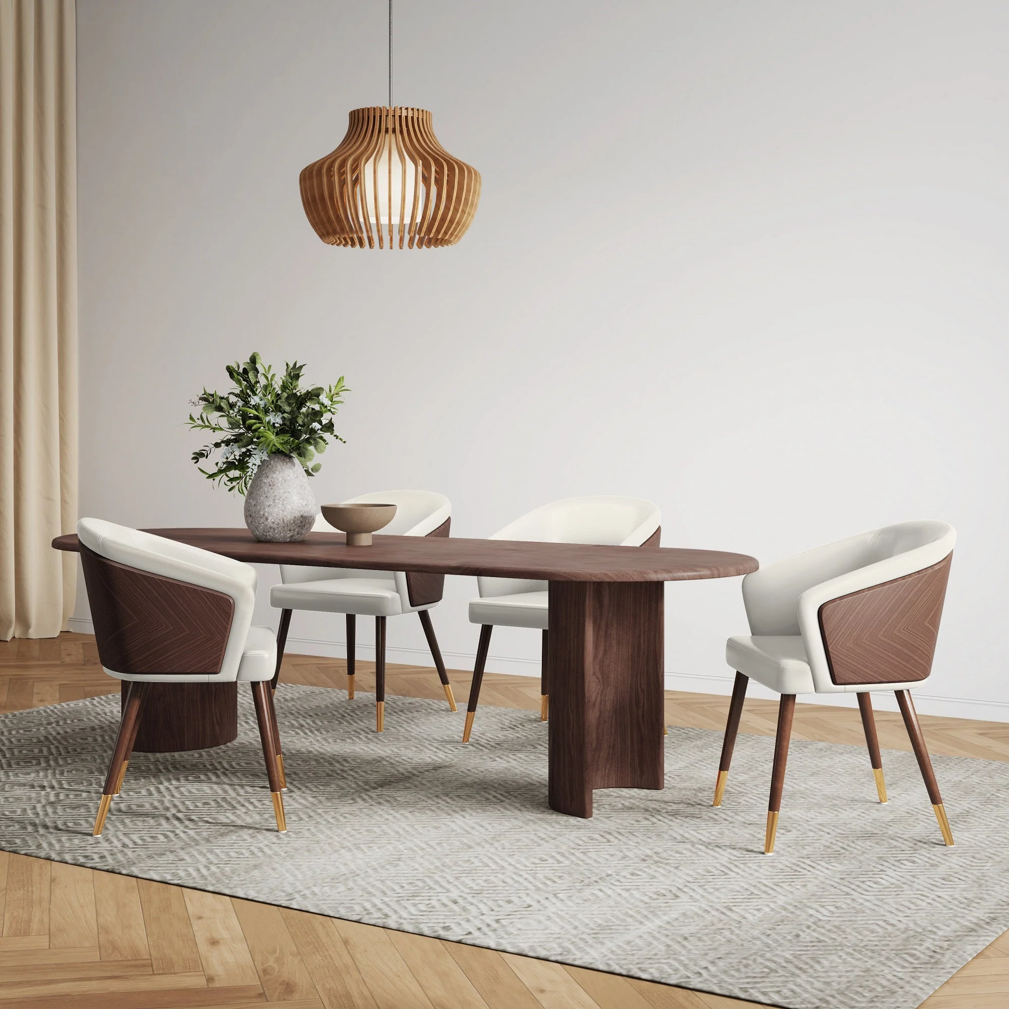 Reeva Dining Chair in Walnut and Cream - Image 2