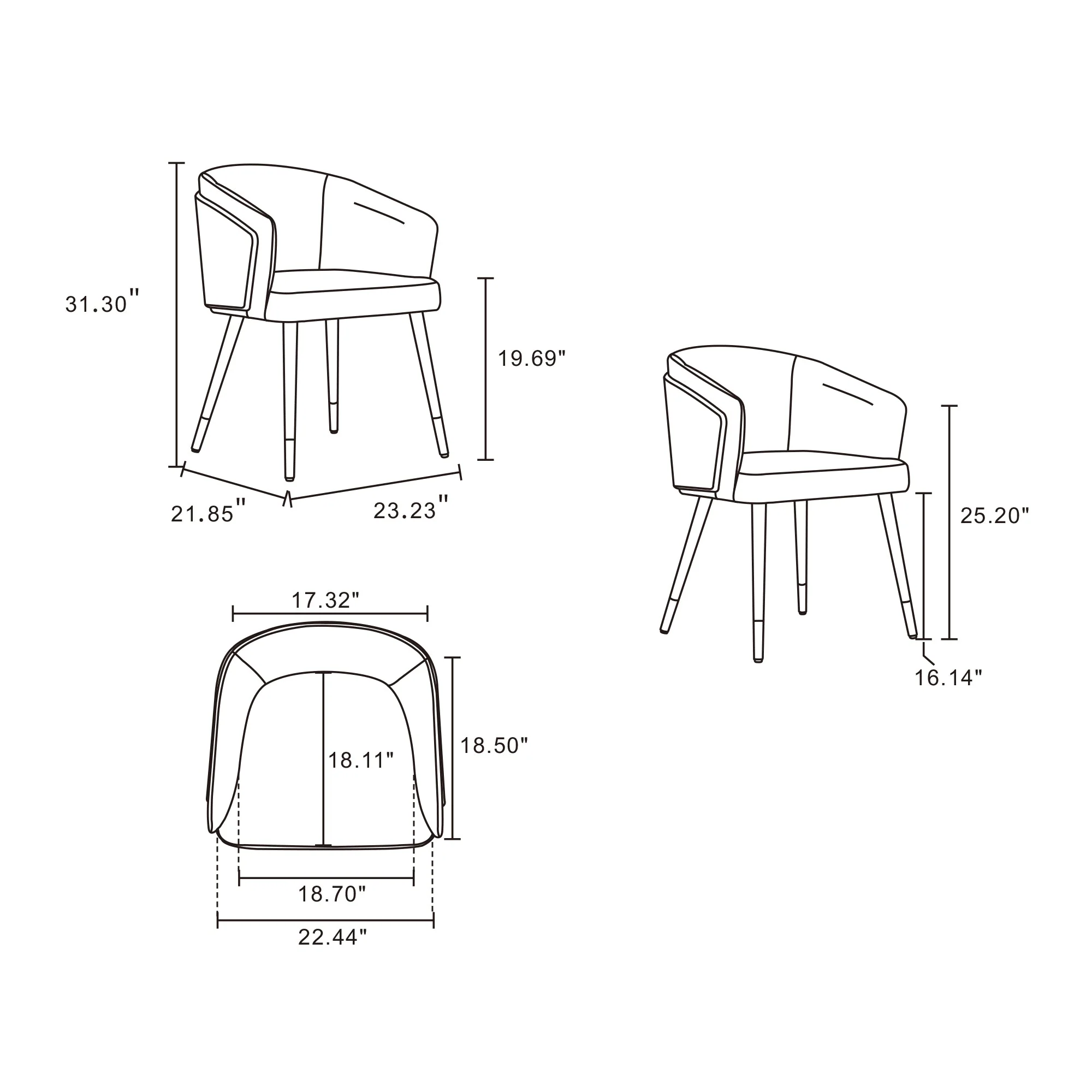 Reeva Dining Chair in Walnut and Graphite Grey - Image 3