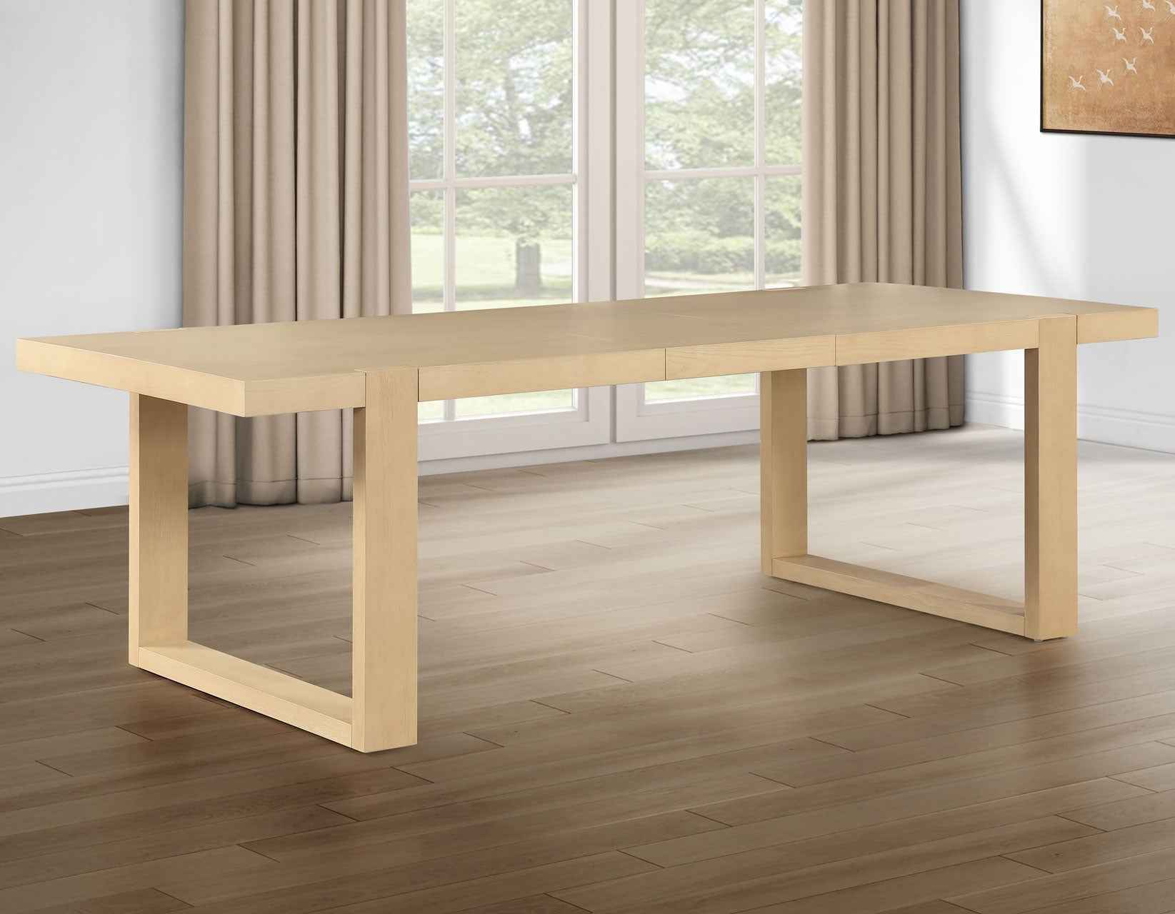 Reid 77-95″ Dining Table with 18″ Leaf, Sand Finish