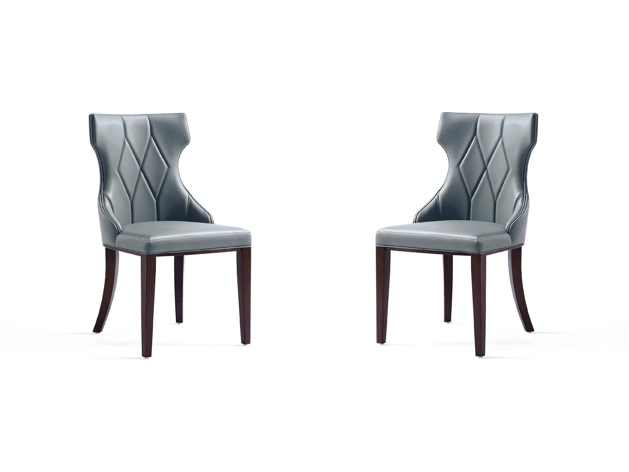 Reine Faux Leather Dining Chair in Pebble Grey (set of 2)