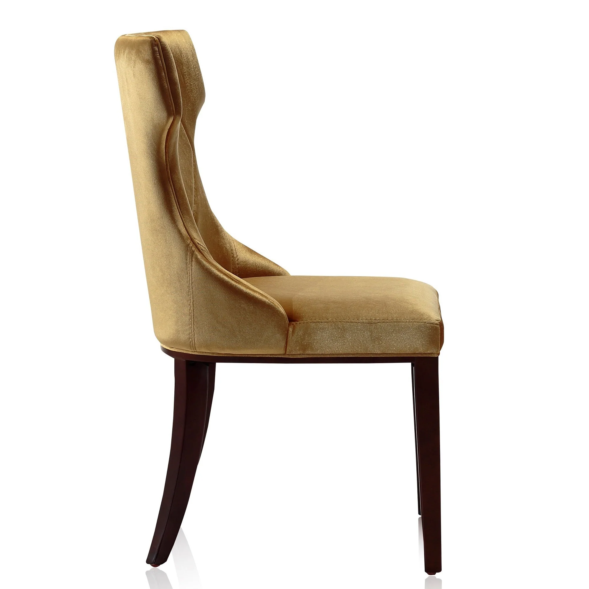 Reine Velvet Dining Chair (Set of Two) in Antique Gold and Walnut - Image 6