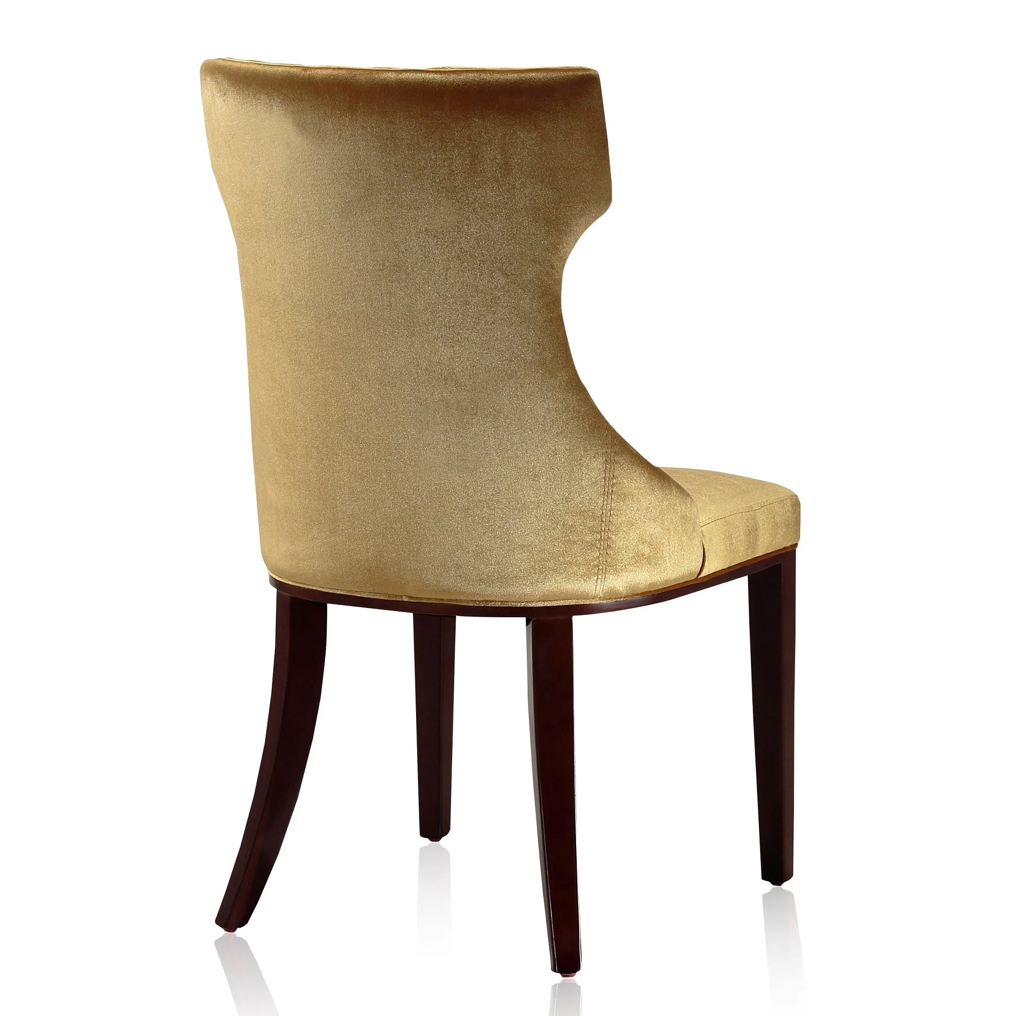 Reine Velvet Dining Chair (Set of Two) in Antique Gold and Walnut - Image 7