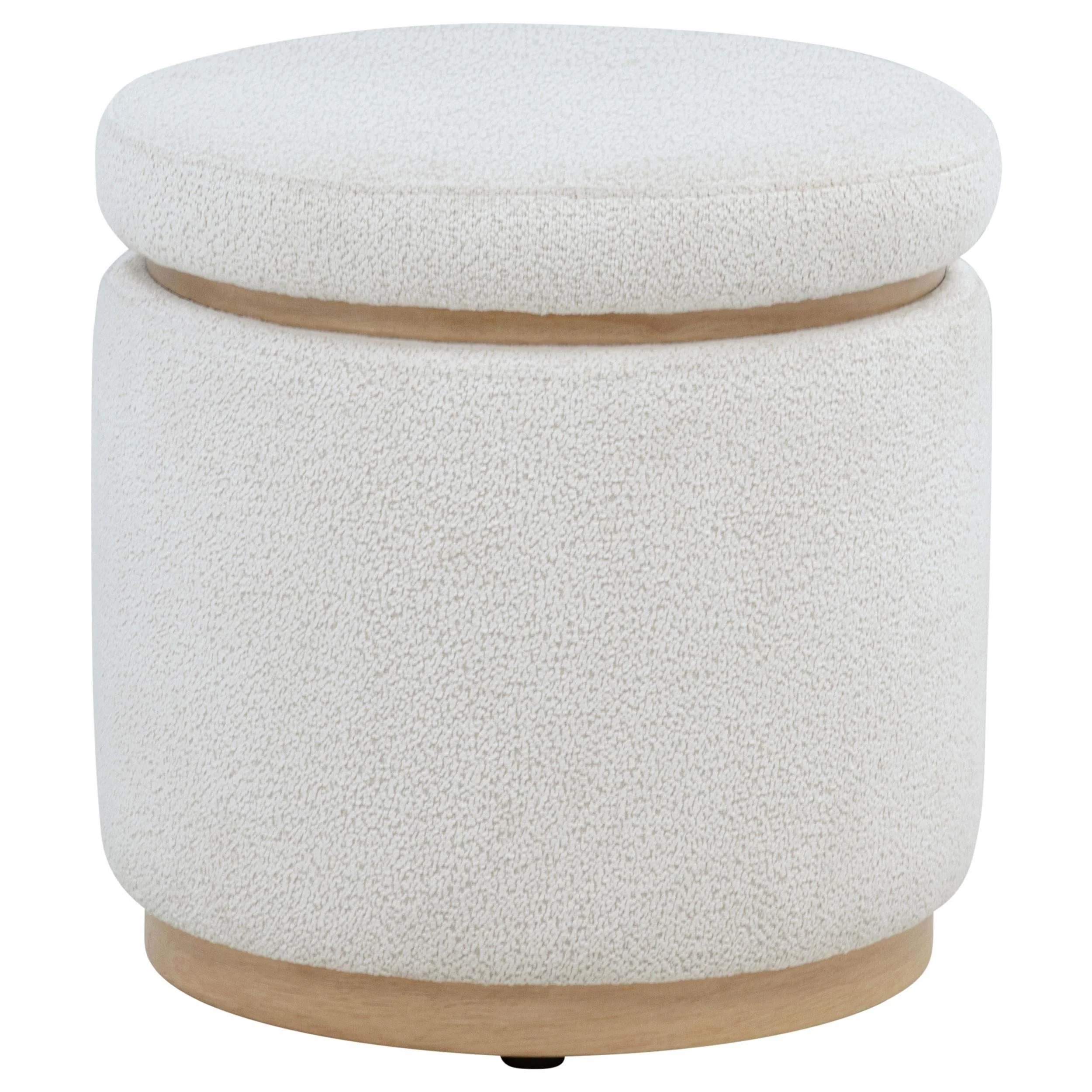 Remuda Ivory Boucle Upholstered Round Storage Ottoman - Image 3