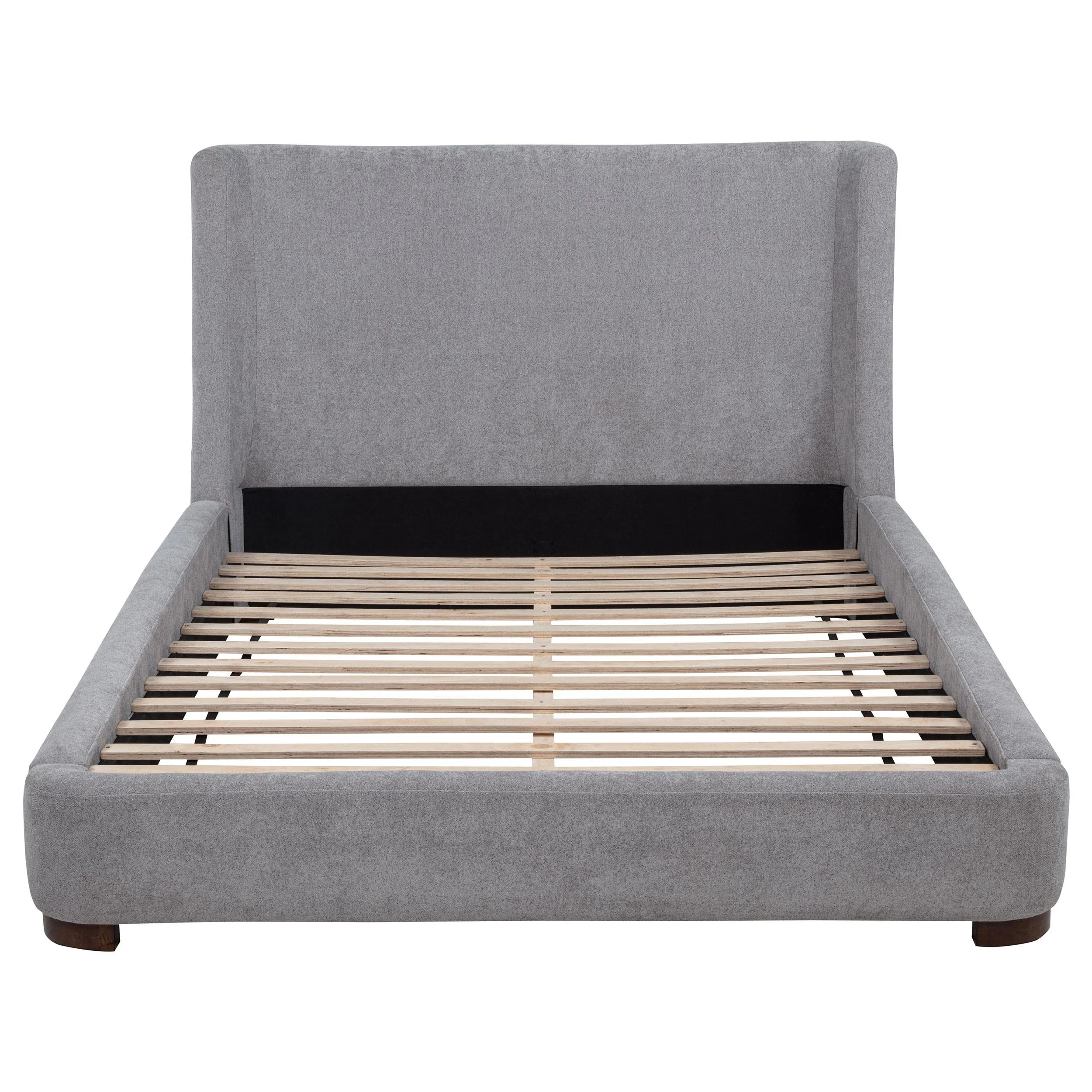 Rennes Gray Upholstered Eastern King Wingback Platform Bed - Image 4