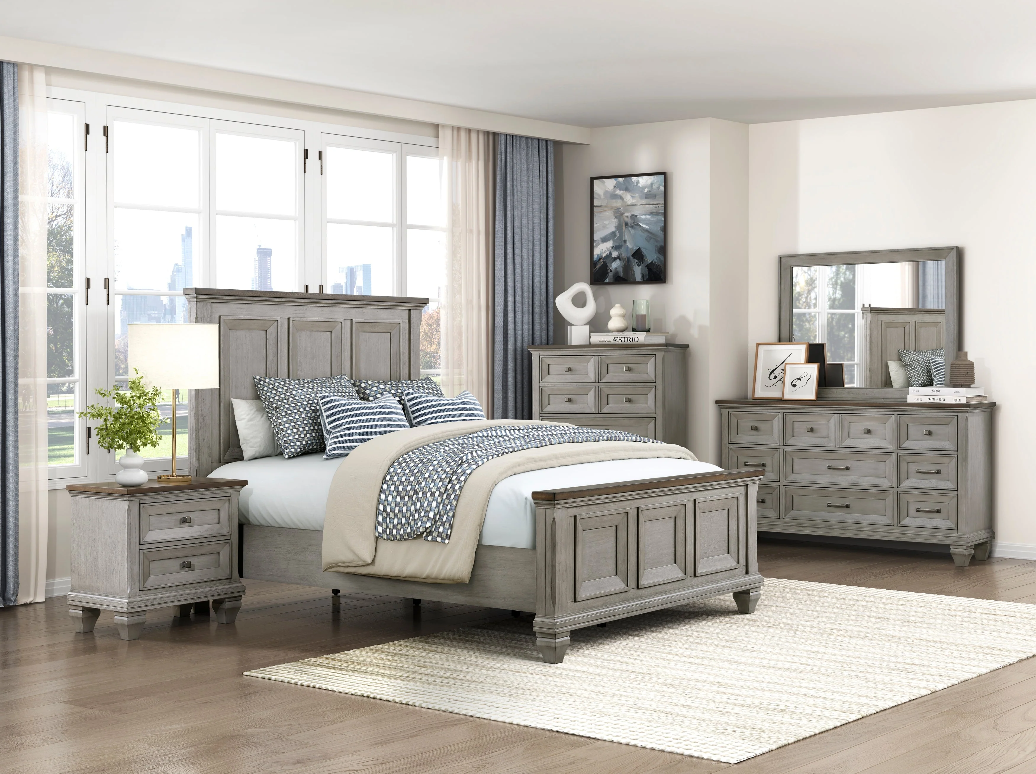 Renton Antique Gray Nightstand - Image 4