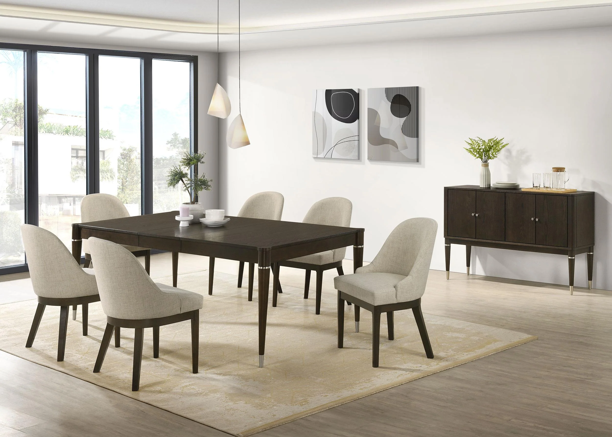 Reseda Ash Brown 4-Door Dining Sideboard Server - Image 13