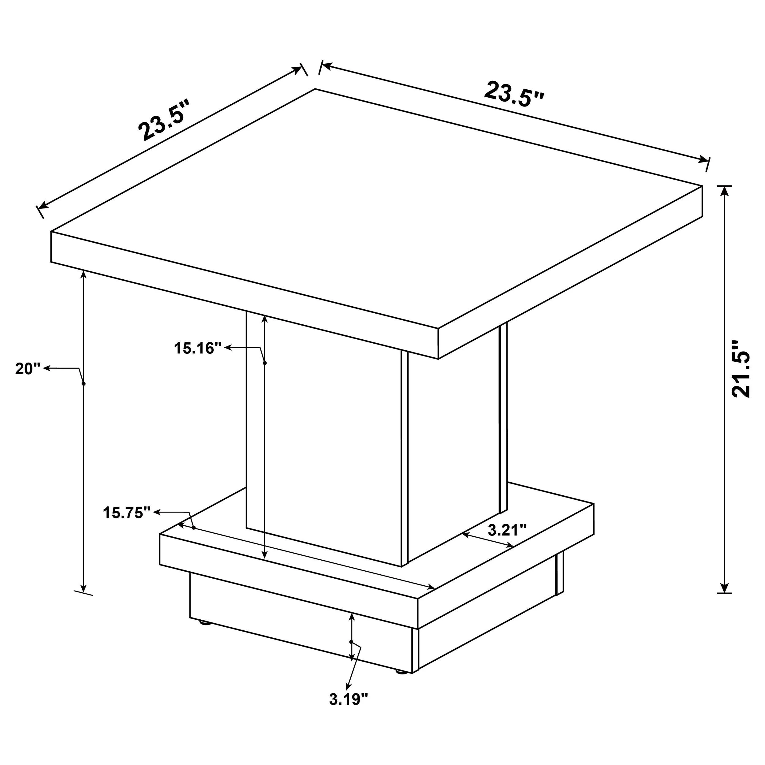 Reston Cappuccino 3-Piece Square Coffee and End Table Set - Image 9