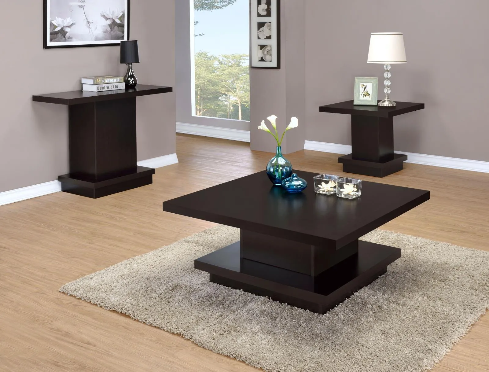 Reston Cappuccino Pedestal Square End Table - Image 5