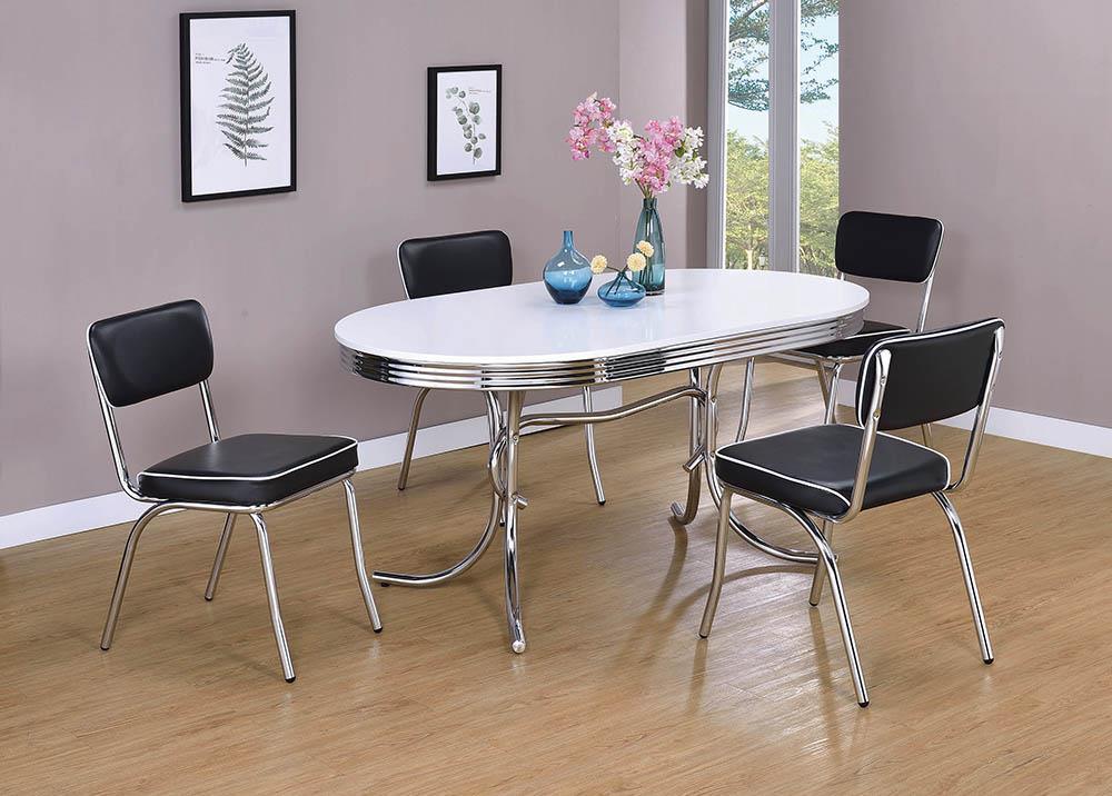 Retro Black/Chrome Open Back Side Chairs, Set of 2 - Image 7