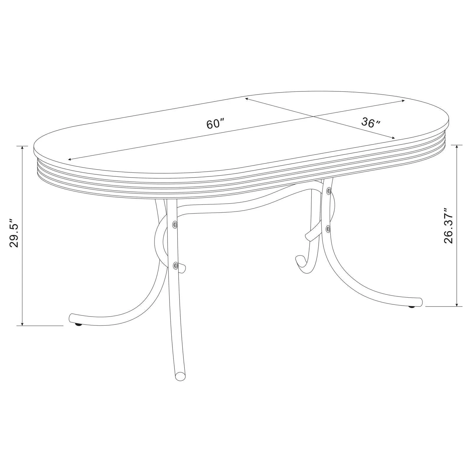 Retro Glossy White/Black 5-Piece Oval Dining Set - Image 8