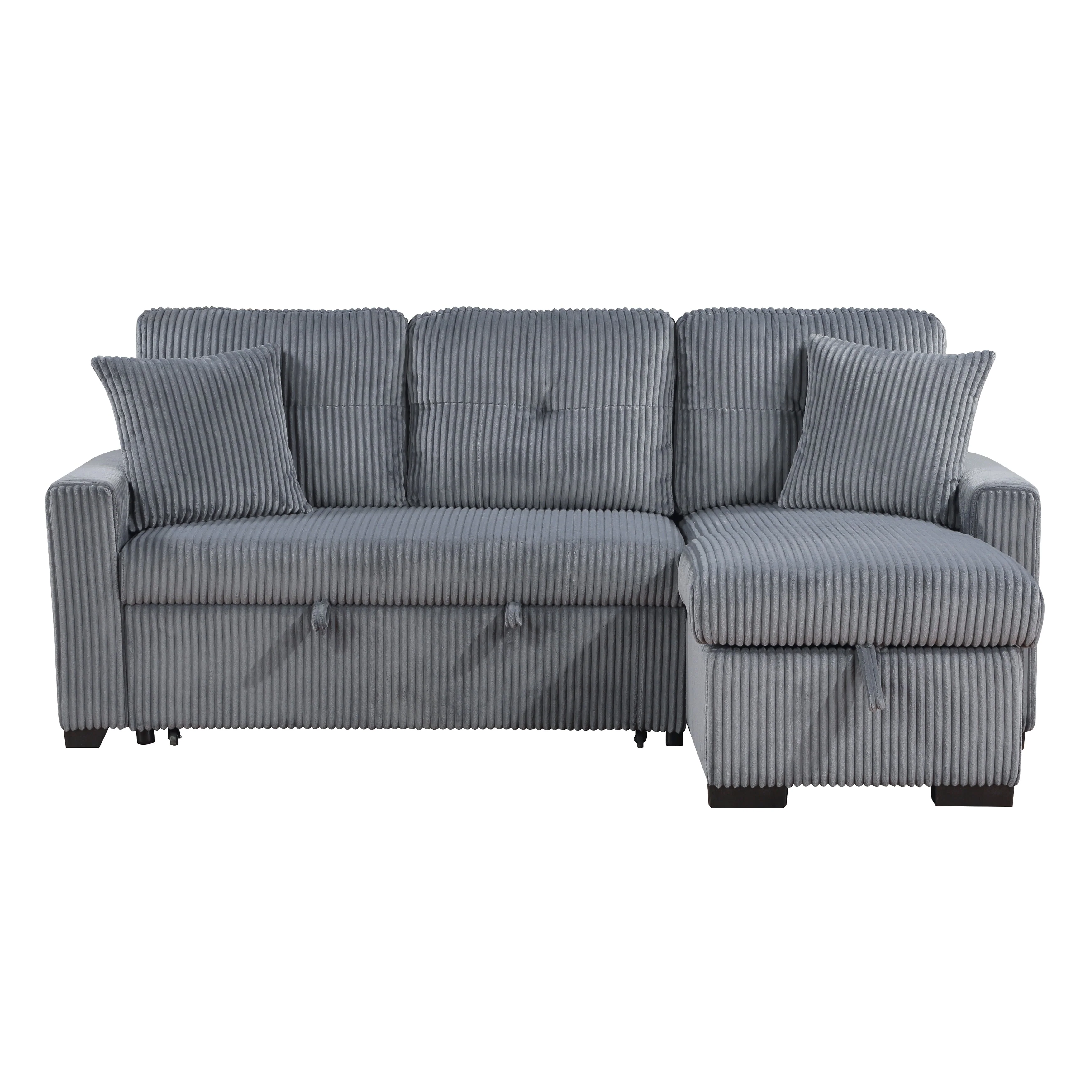 Rhett Dark Gray 3-Piece Reversible Sectional with Pull-out Bed and Hidden Storage - Image 2
