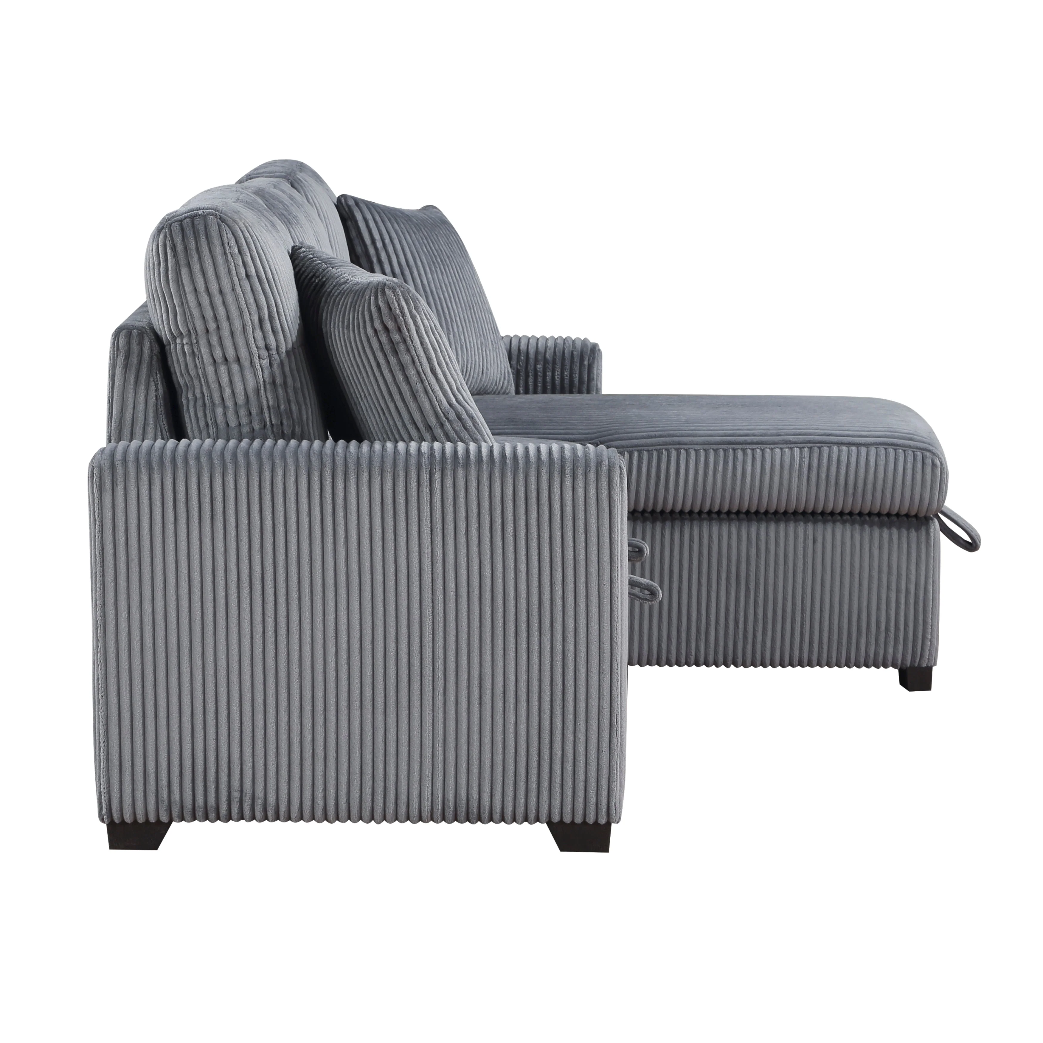 Rhett Dark Gray 3-Piece Reversible Sectional with Pull-out Bed and Hidden Storage - Image 6