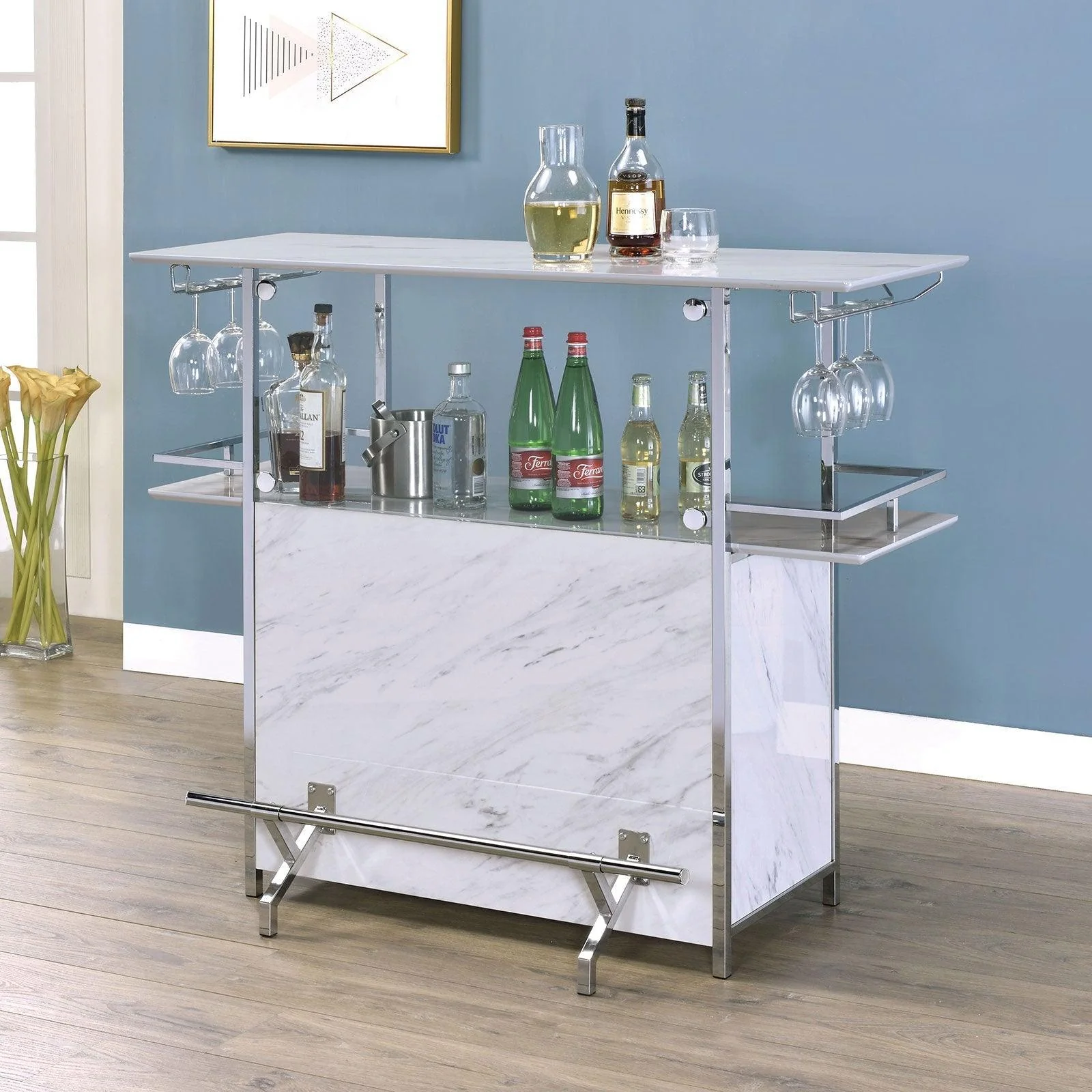 Rianna White/Chrome Bar Table - Image 2