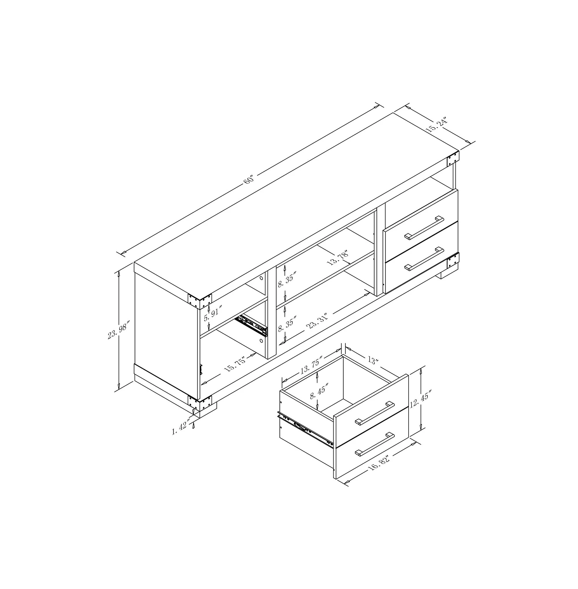 Richmond 60" TV Stand in Grey - Image 3