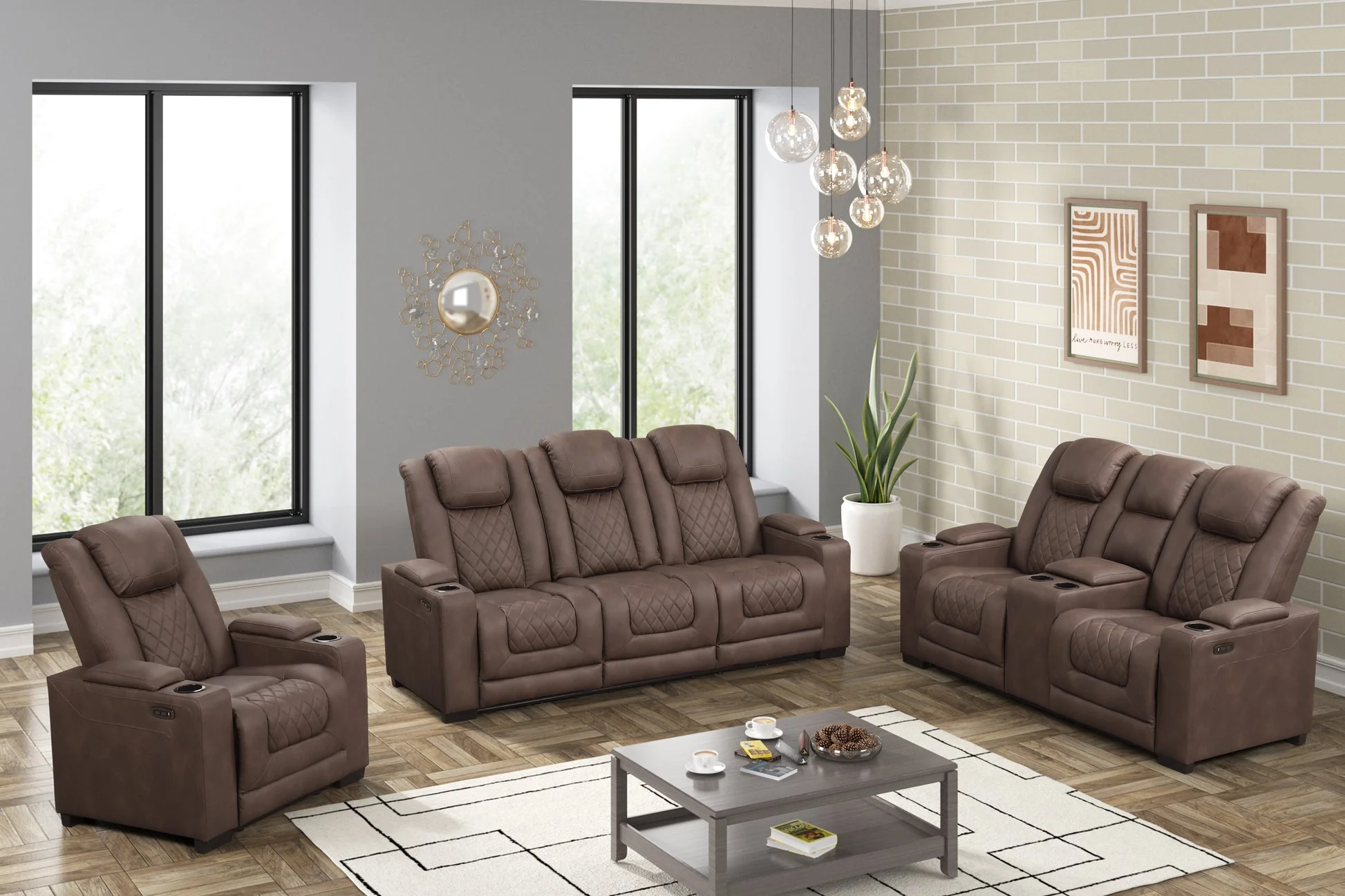 Rima Brown 3-Piece Power Reclining Living Room Set [Special Price]