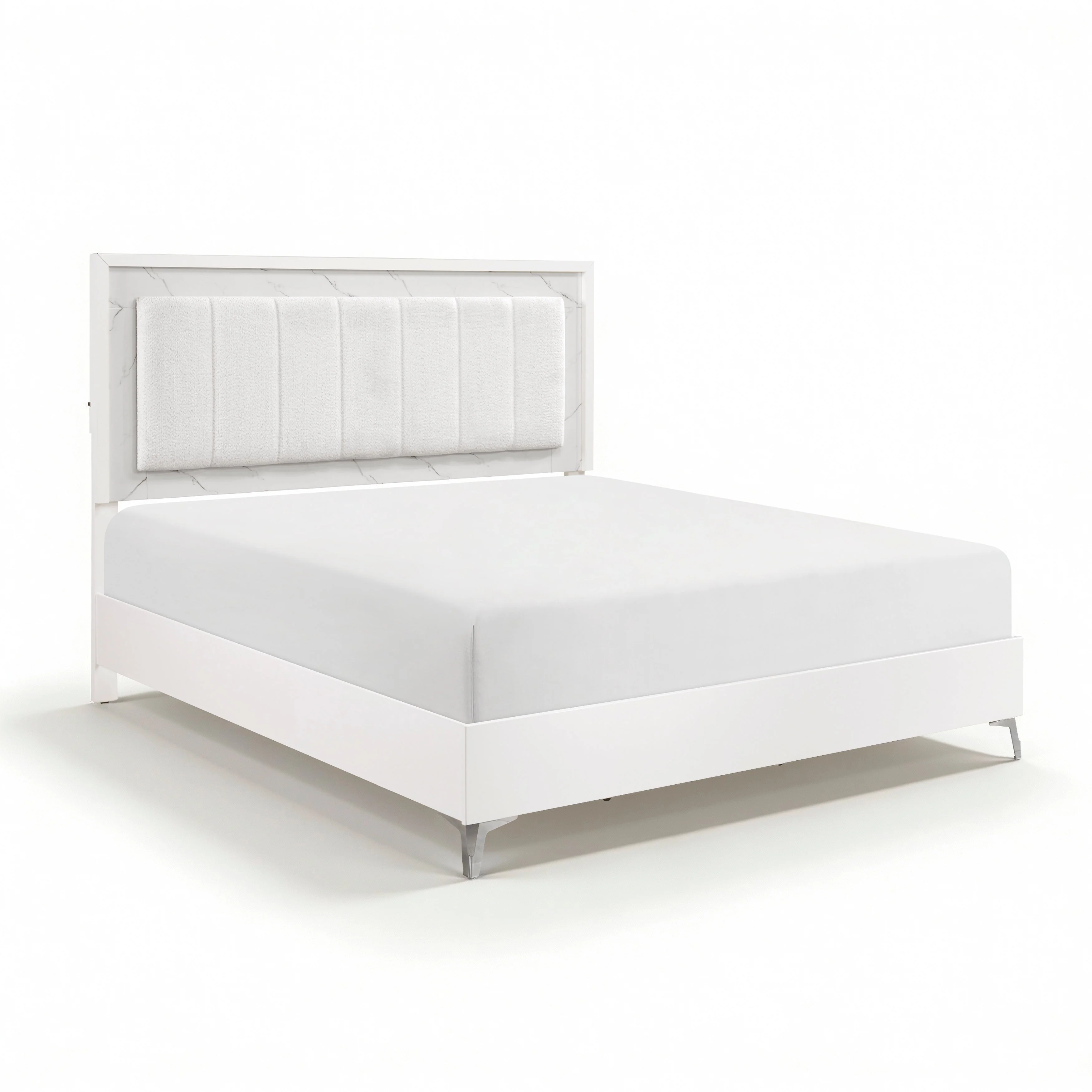 Ripple White California King Led Panel Bed - Image 3