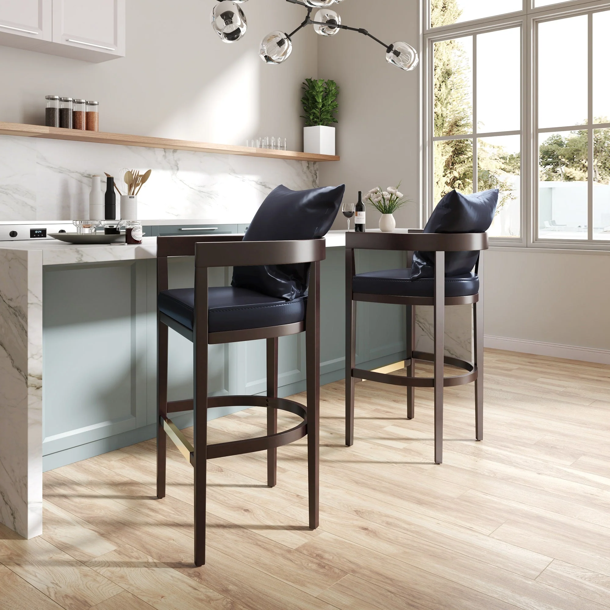 Ritz Barstool in Black and Dark Walnut - Image 2