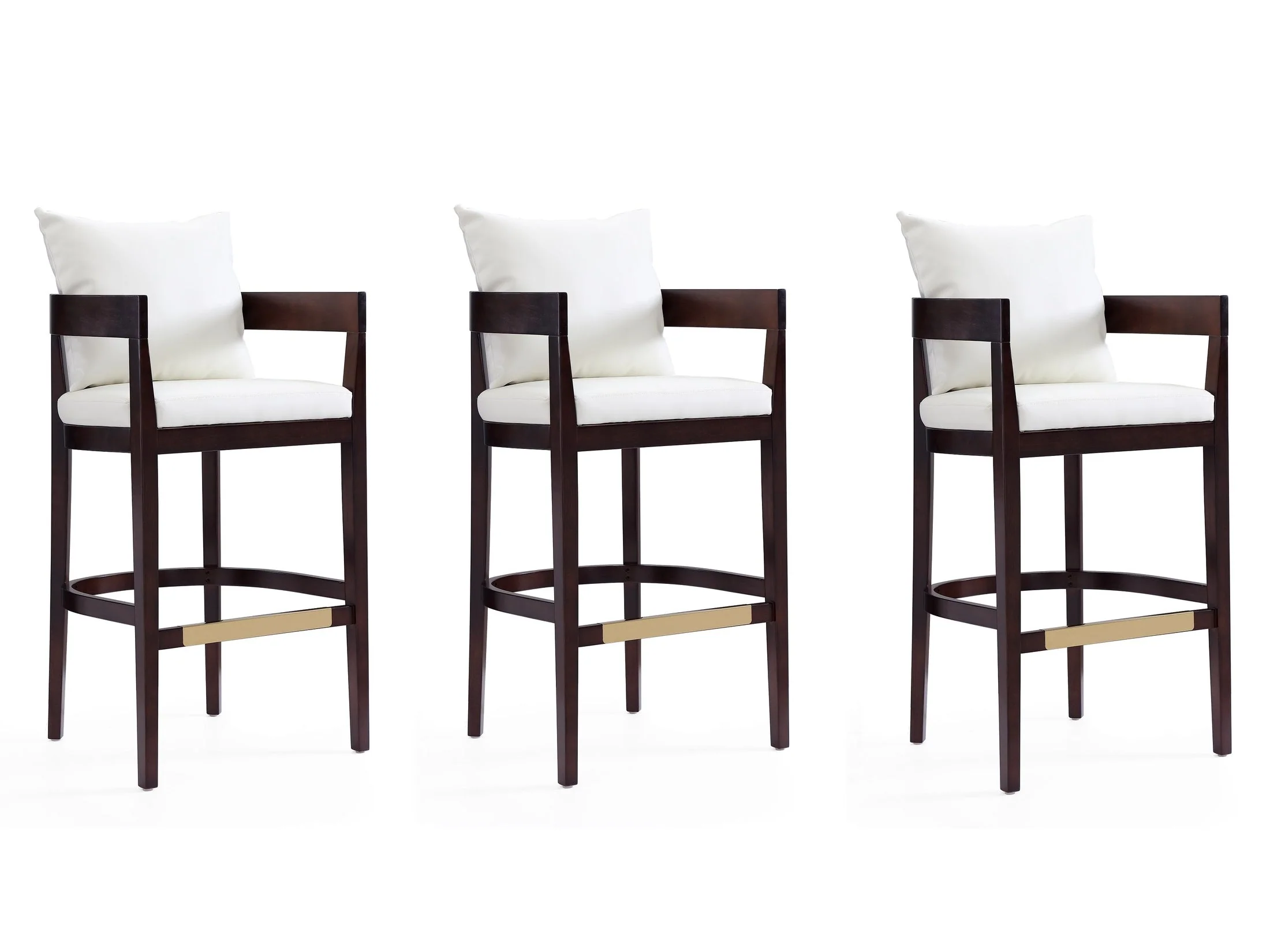 Ritz Barstool in Ivory and Dark Walnut (set of 3)