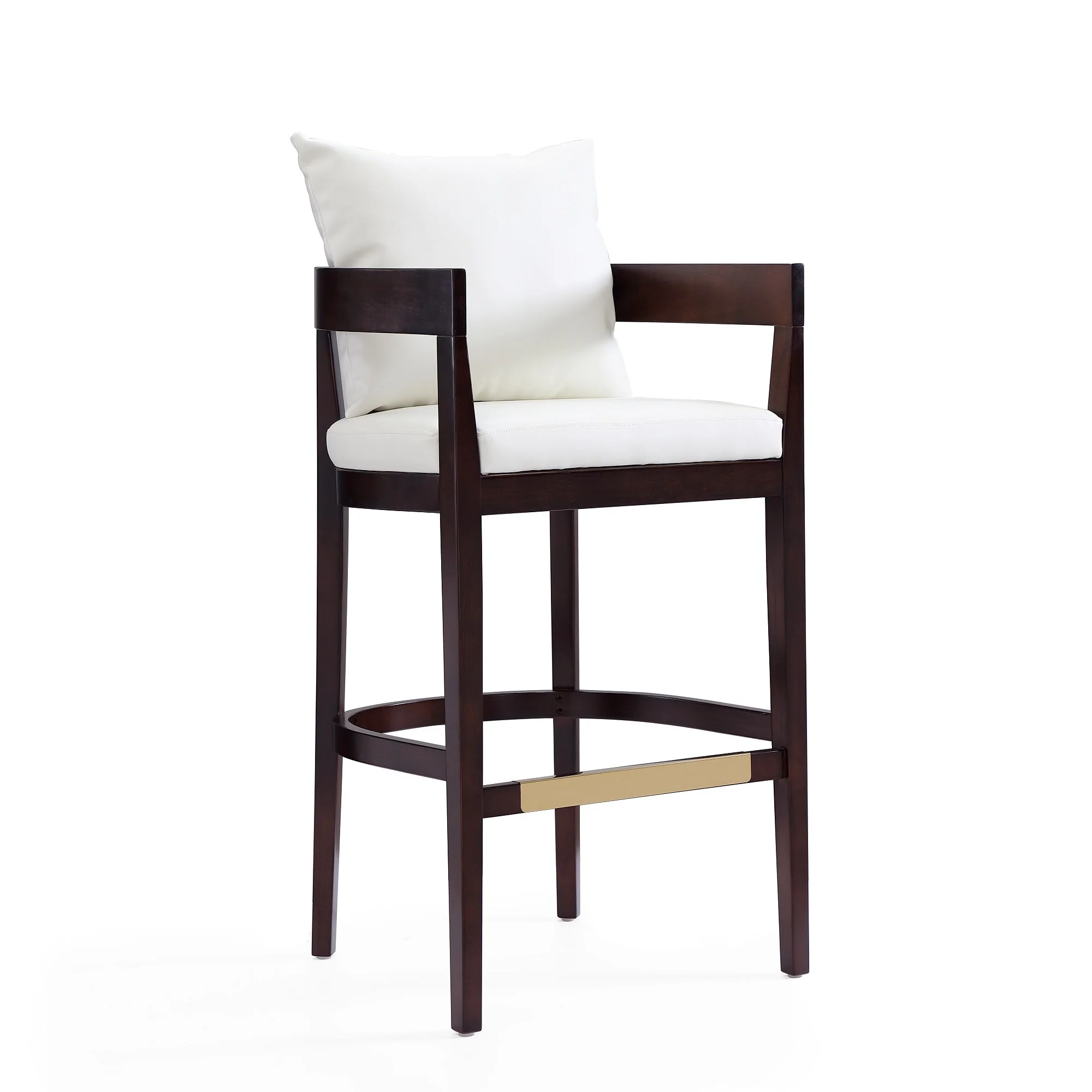 Ritz Barstool in Ivory and Dark Walnut (set of 3) - Image 3