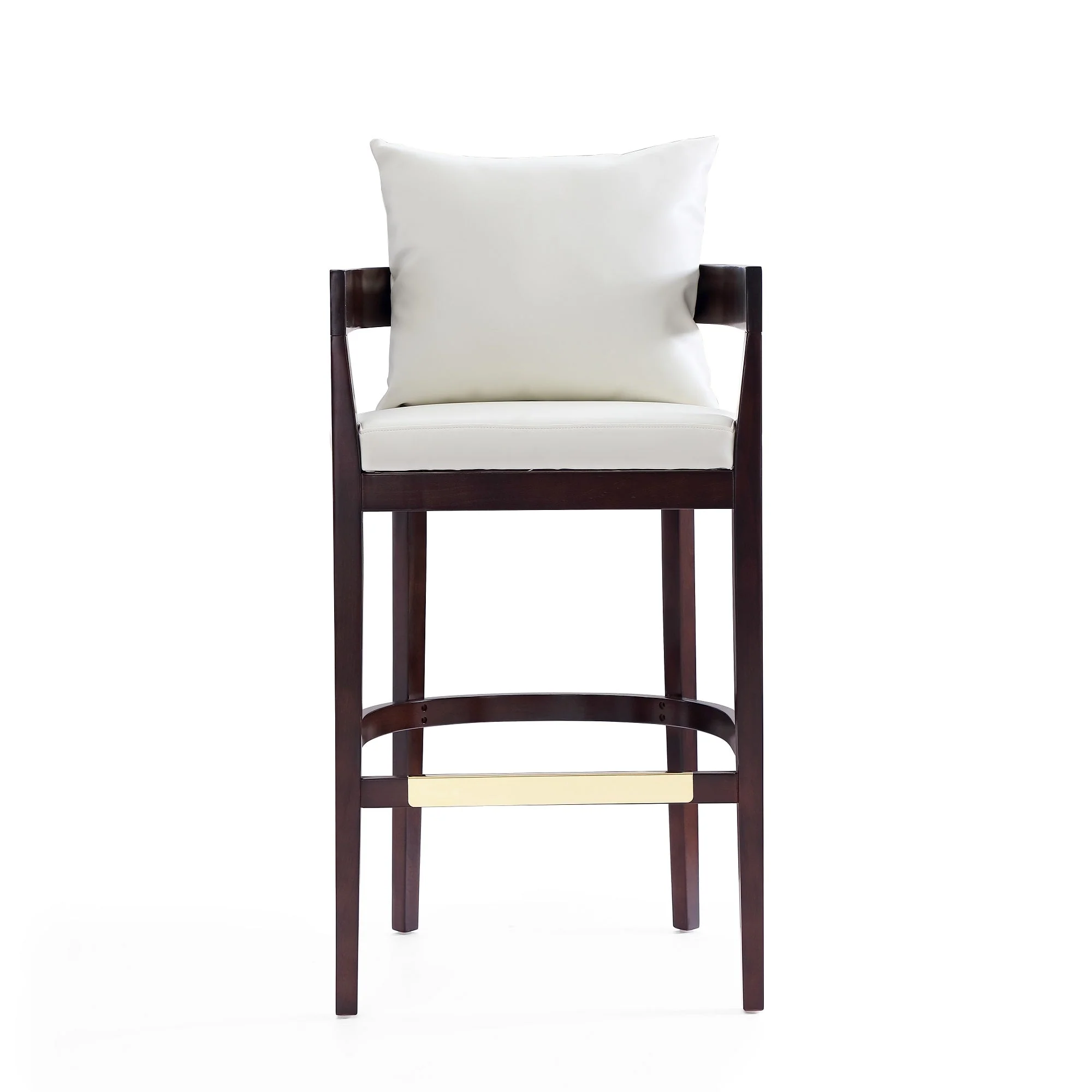 Ritz Barstool in Ivory and Dark Walnut (set of 3) - Image 4