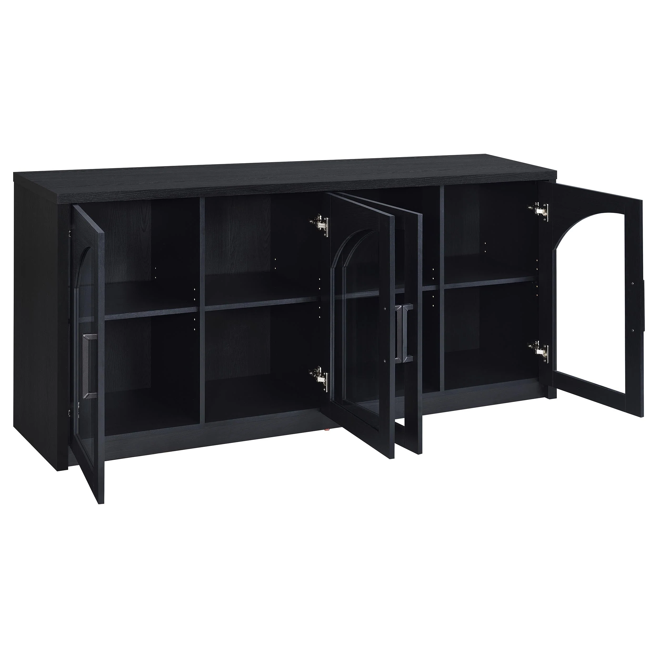 Riva Black 4-door Dining Sideboard Buffet Storage Credenza - Image 3